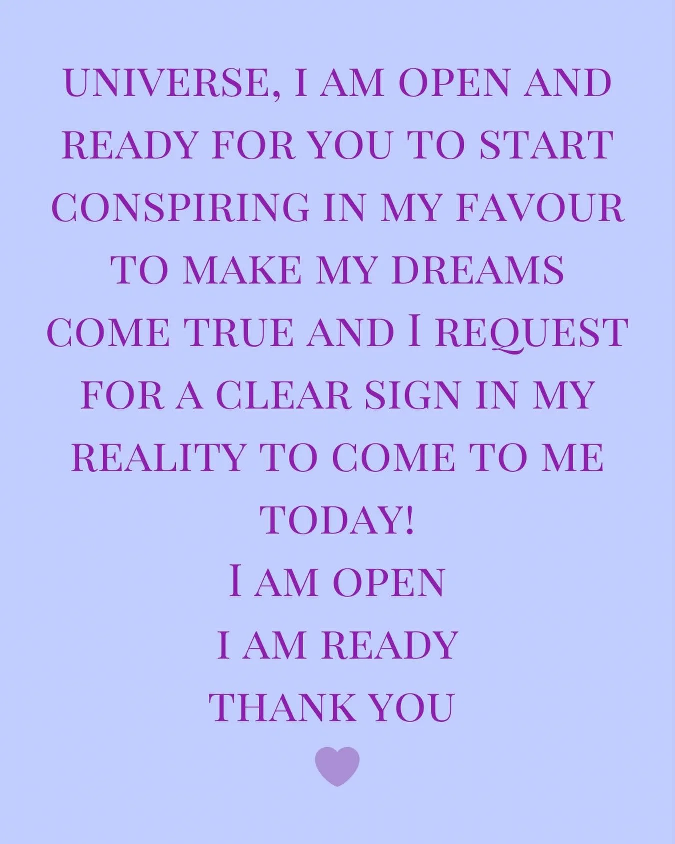 This year the first Wednesday of the month I plan to share an affirmation to help set intentions for the month and send some goodness out to everyone. 

To start 2026 and January off let&rsquo;s be open and ready for what is to come our way as we mov