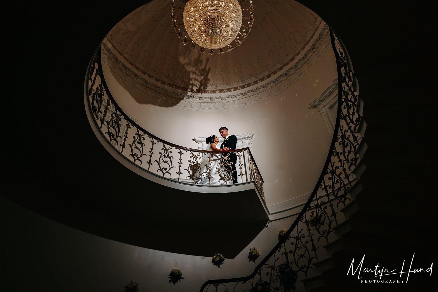 wedding portrait denton hall staircase yorkshire photography (Copy)