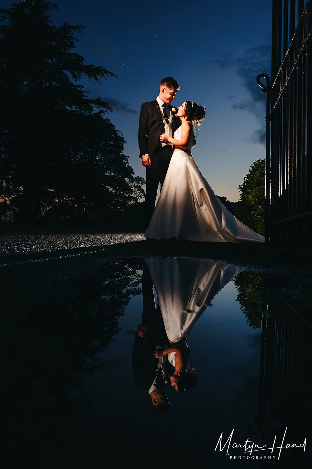 wedding portrait reflection puddle denton hall leeds yorkshire (Copy)