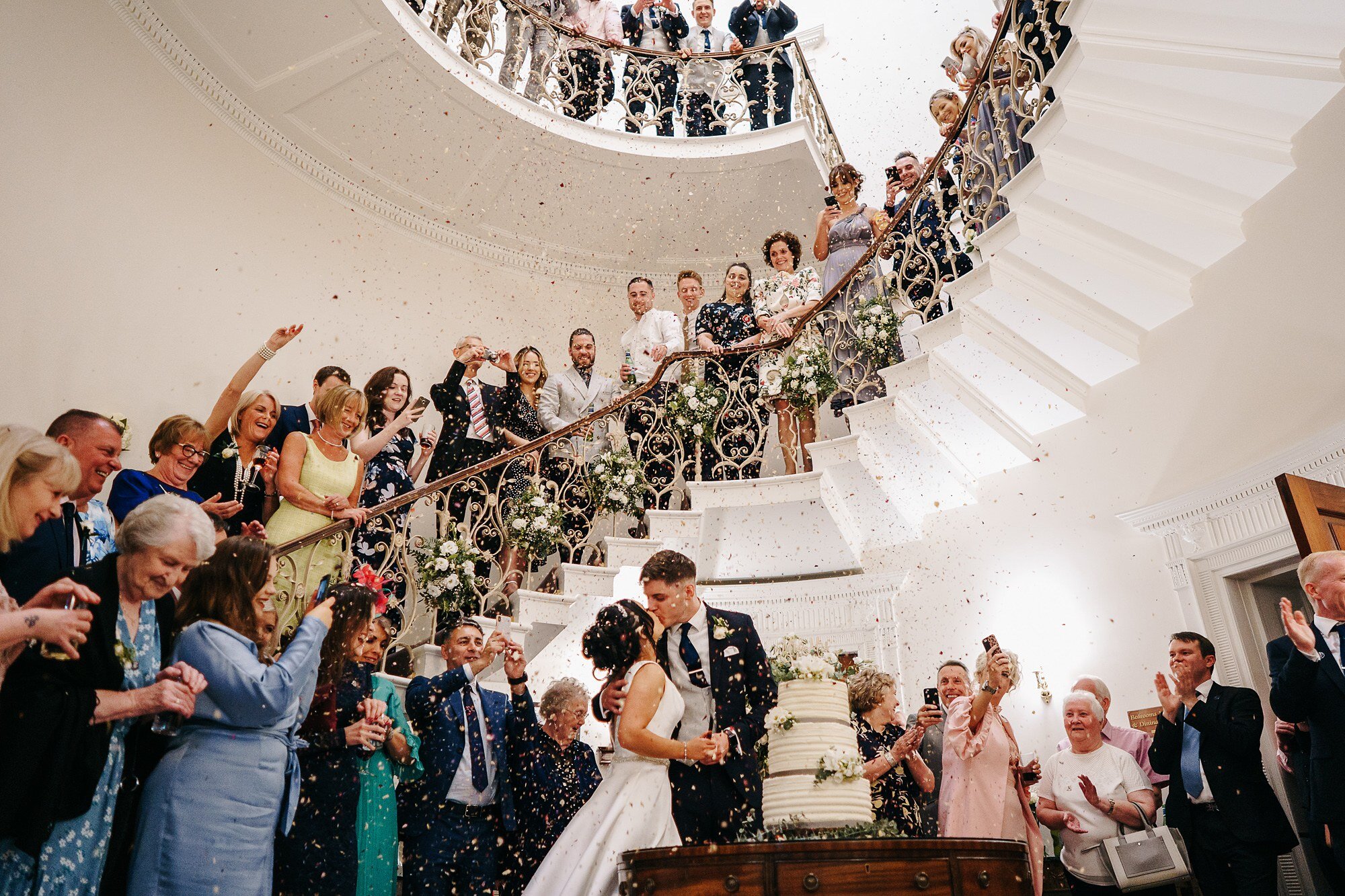  Denton Hall Wedding Photography Award Winning Yorkshire Wedding Photographer Confetti Stairs 
