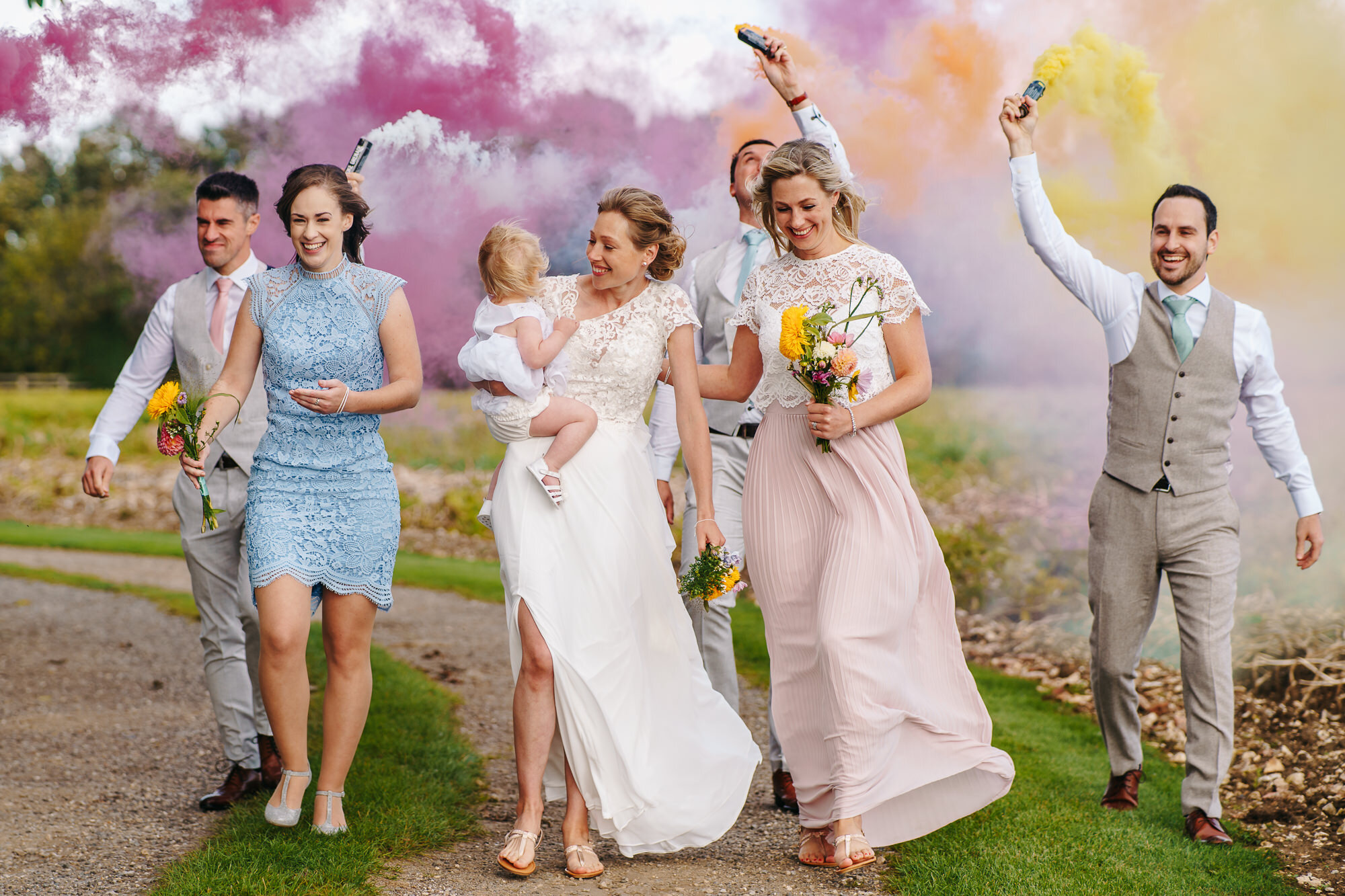 Smoke Bomb Yorkshire Wedding Photographer Martyn Hand Covid Wedd