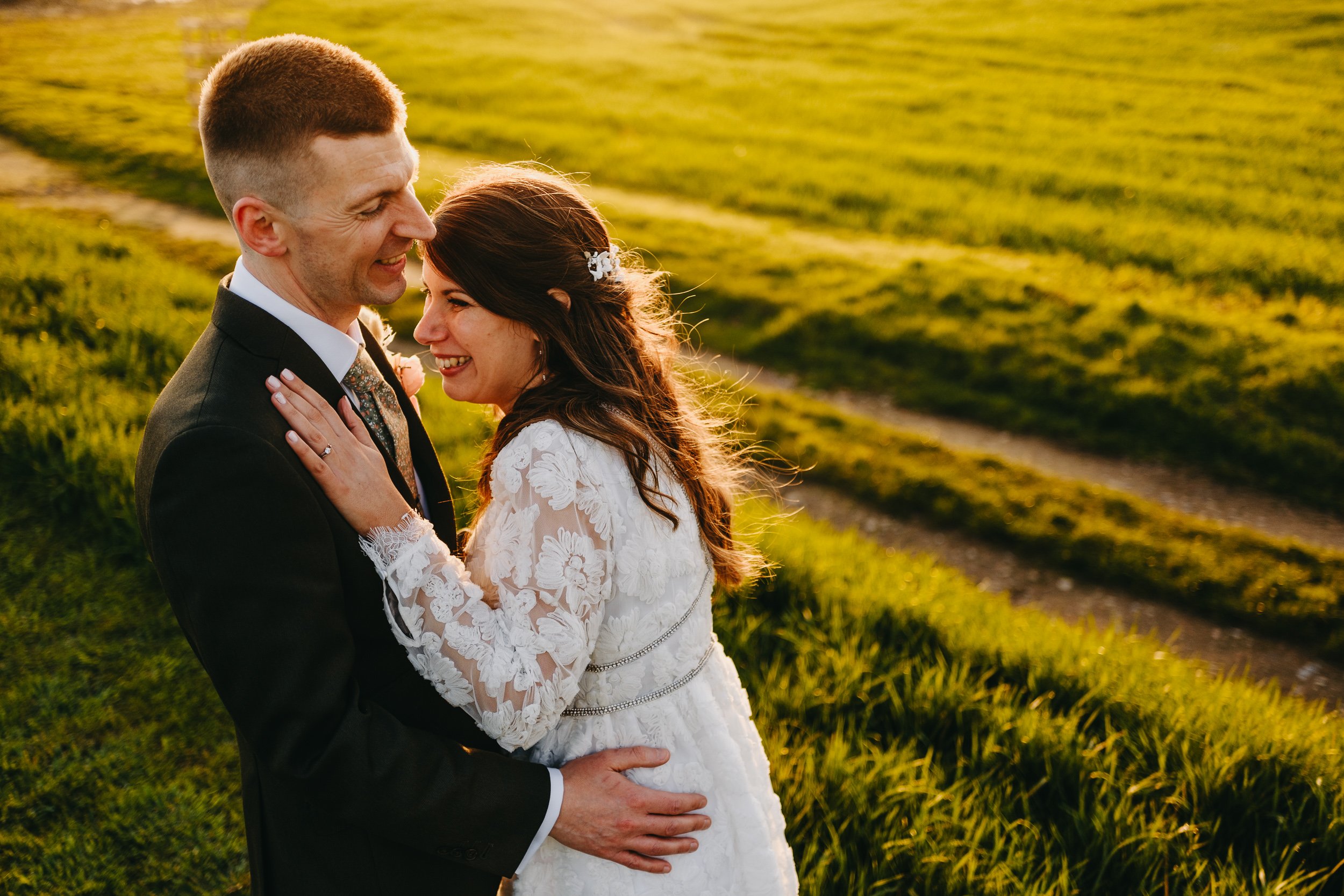 creative sunset wedding portrait at Thirsk Lodge Barns by Martyn Hand