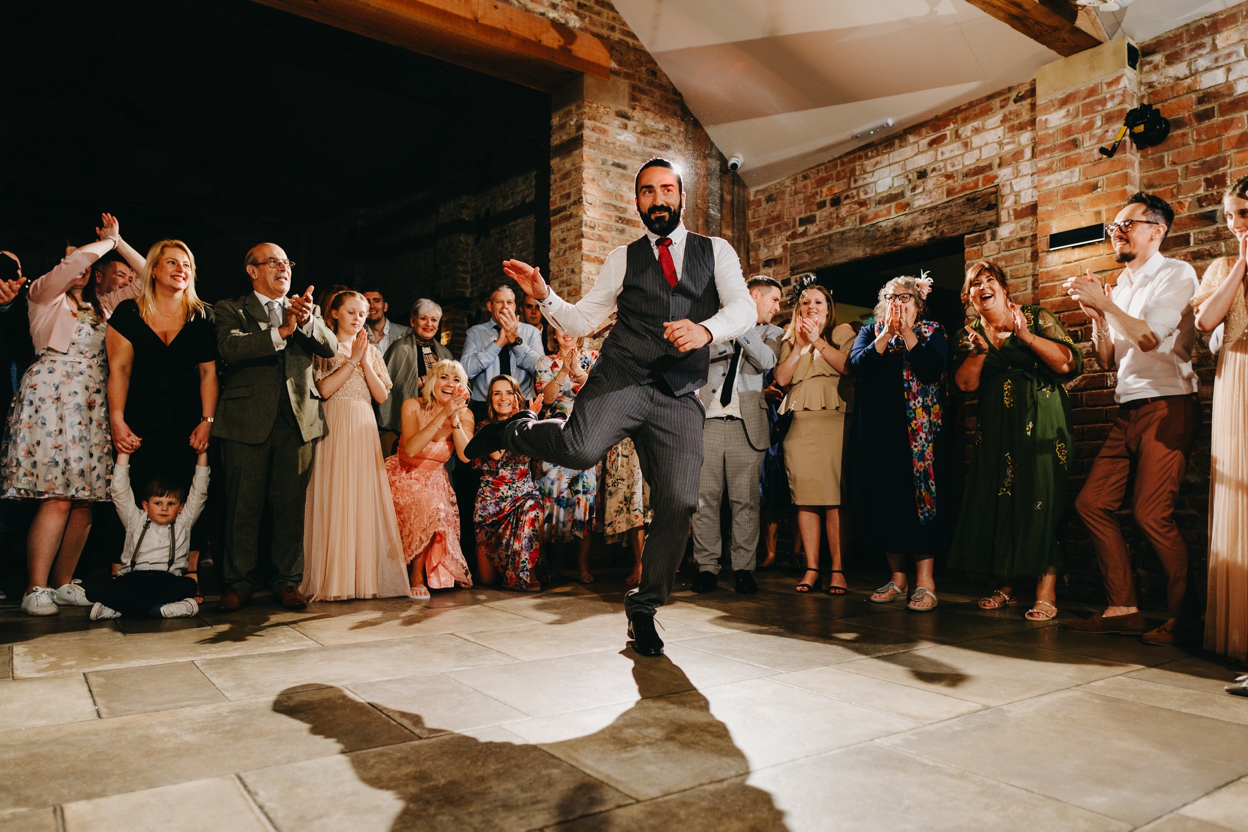 greek dancing at yorkshire wedding