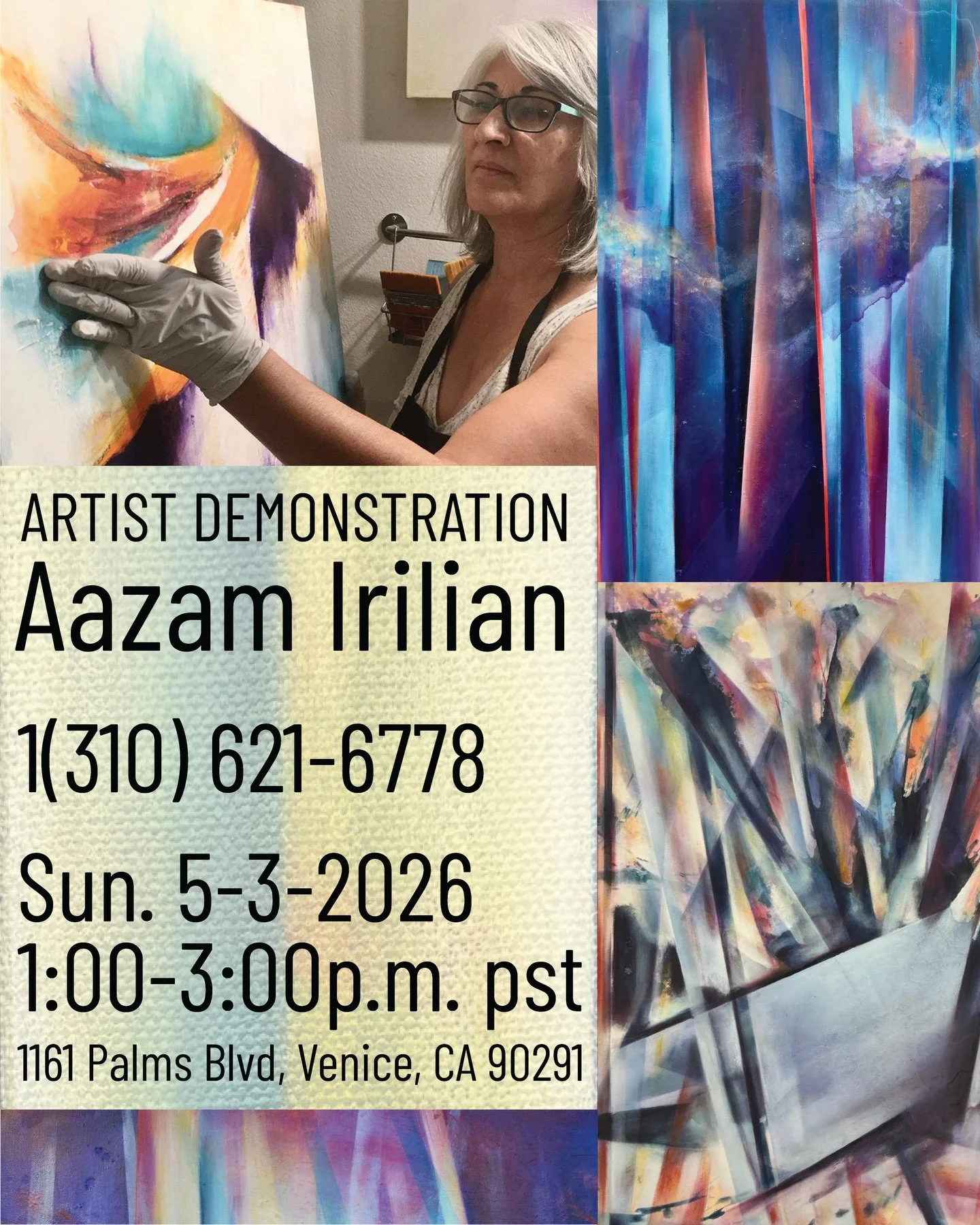 Join the Pacific Palisades Art Association on Sunday, May 3, 1-3pm for an Artist Talk and guided visualization with Aazam Irilian @aazamirilianstudio
