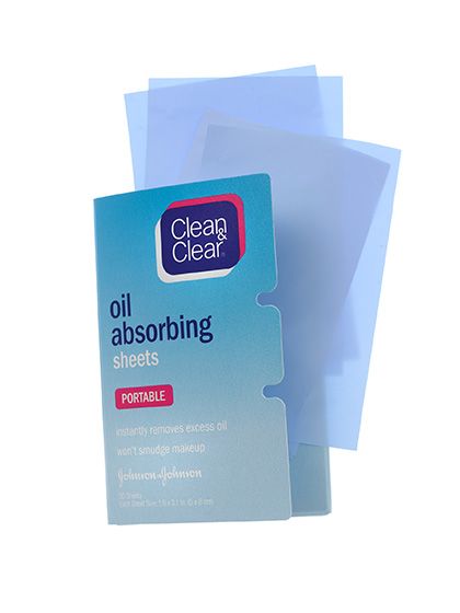 Pretty much any blotting sheets will do the job. But our tried and true is Clean & Clear’s Oil Absorbing Sheets. One thing we LOVE is the packaging on this. Behind the cover is a small sticky tab that quickly pulls out a sheet. No more fussing with those thin sheets!