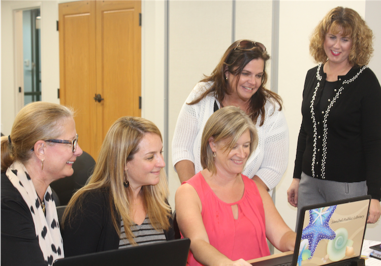 L/R Cheryl Giattini, SCCF; Annie Campbell, BIG ARTS; Cindy DeCosta, Children’s Education Center of the Islands; Alison Hussey, CROW and Lisa Heidrick, facilitator