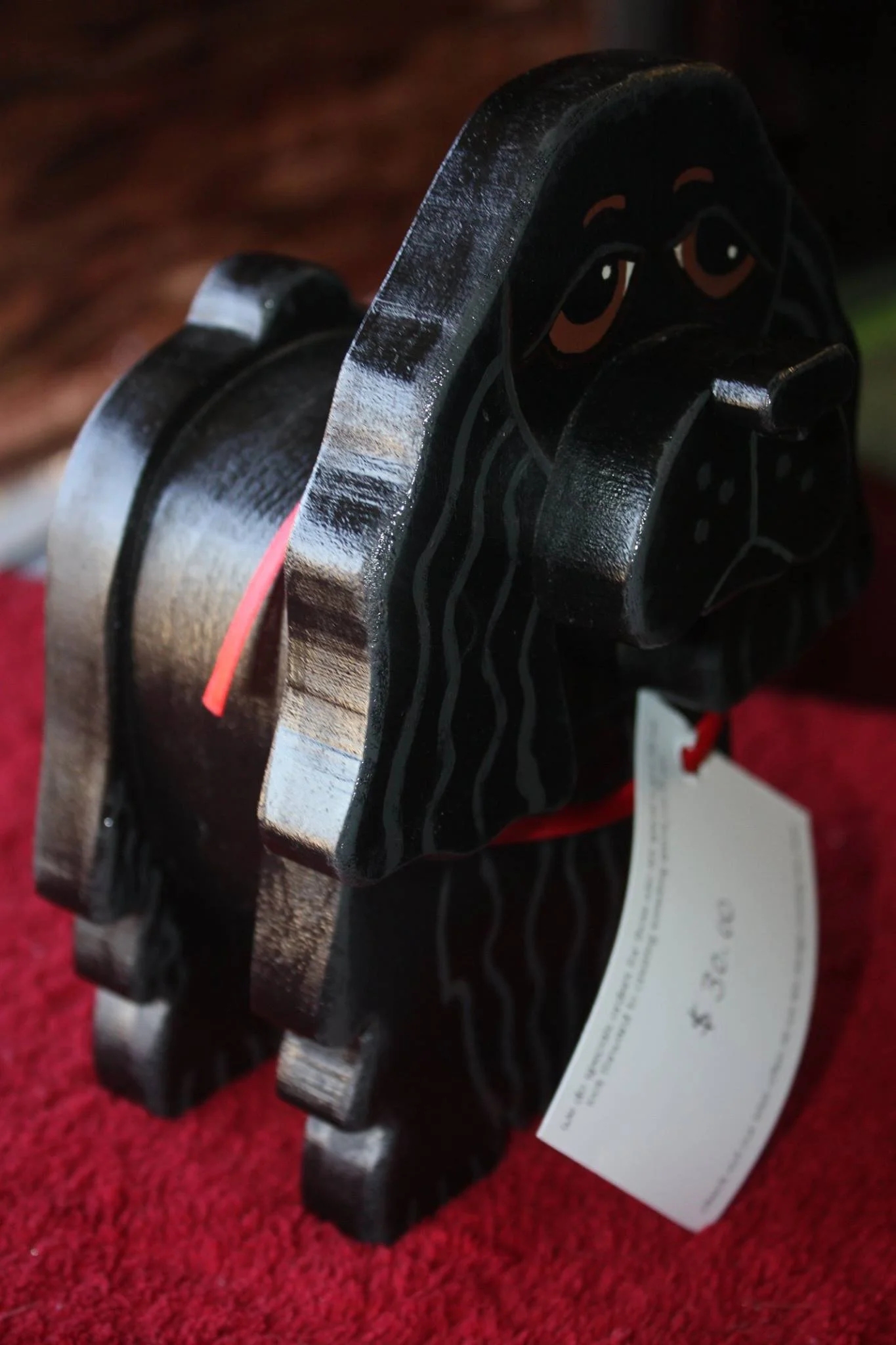 The Animals can be customized to look like your personal animals when ordered through S & S Wood Creations Etsy page, or you can buy this black beauty at the FOPAS Second hand shop for $30.00. 50% of the wood creations sold from the shelters profits go to the animals.