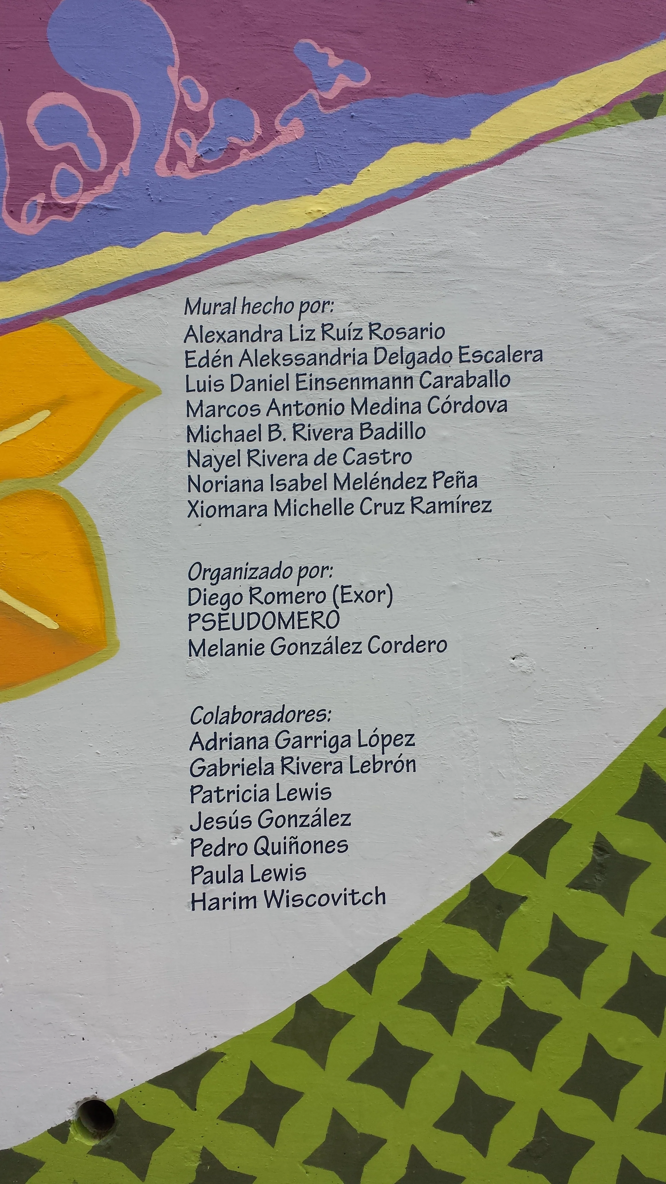 Credits of Cupey mural