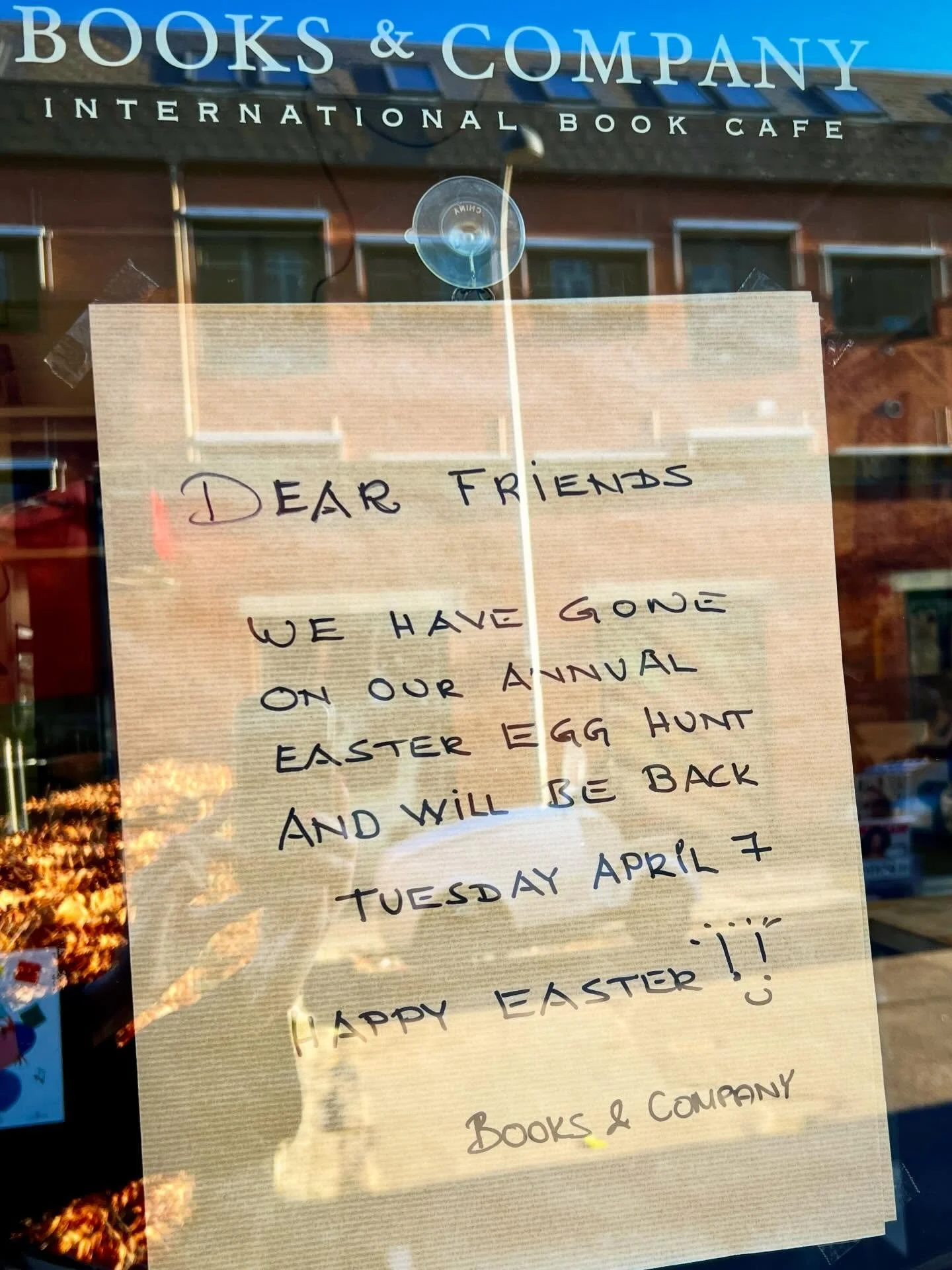 We just wanted to let you know that we will be back in the shop on Tuesday, April 7 at 8:30.

That&rsquo;s all. You can go back to your book now ☺️

Happy Easter! 🐣