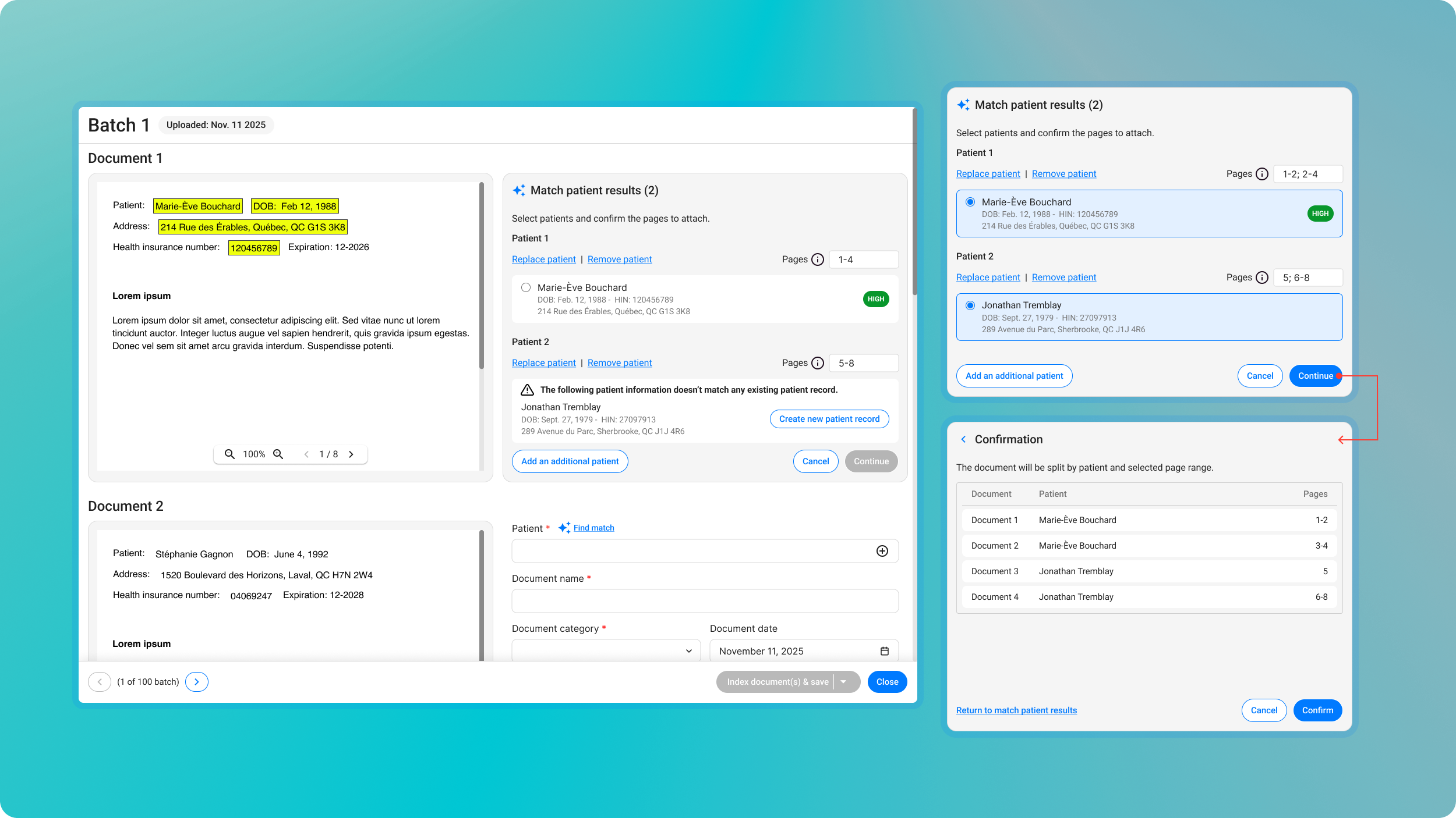 AI-Assisted patient matching flow