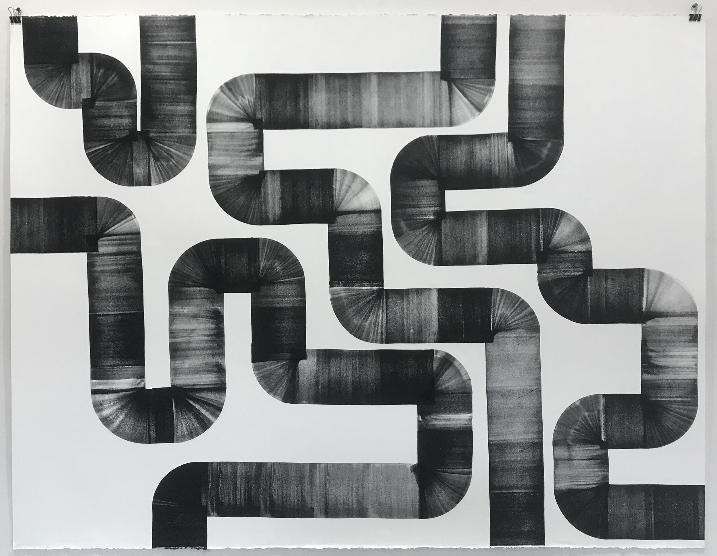  The Plumber Came By and Said the Pipes are Fine, 2018, Litho ink on paper, 38 x 50 inches (unframed) 
