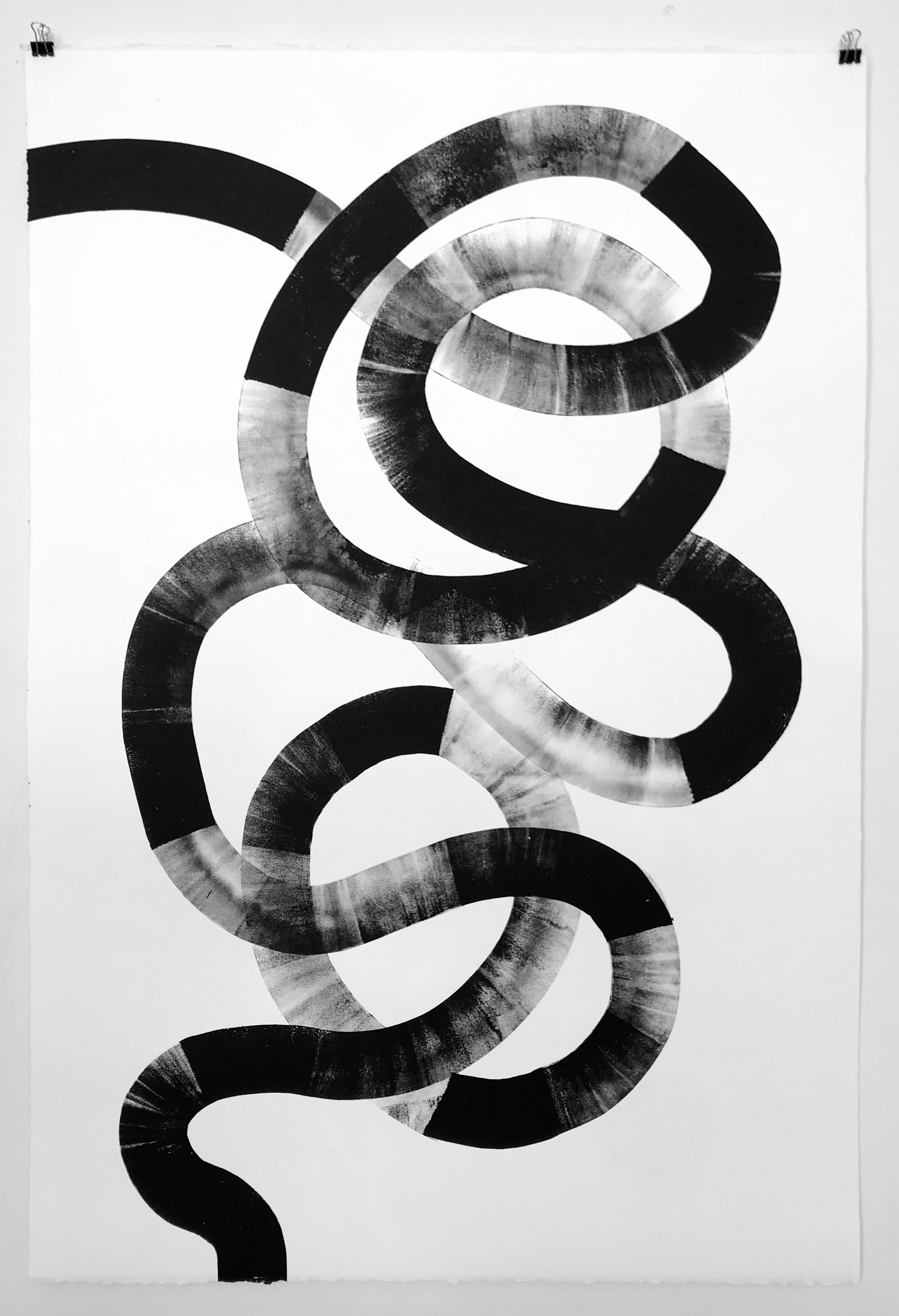  Medusa’s Curl, 2019, Litho ink on canvas, 44 x 30 inches (unframed) 