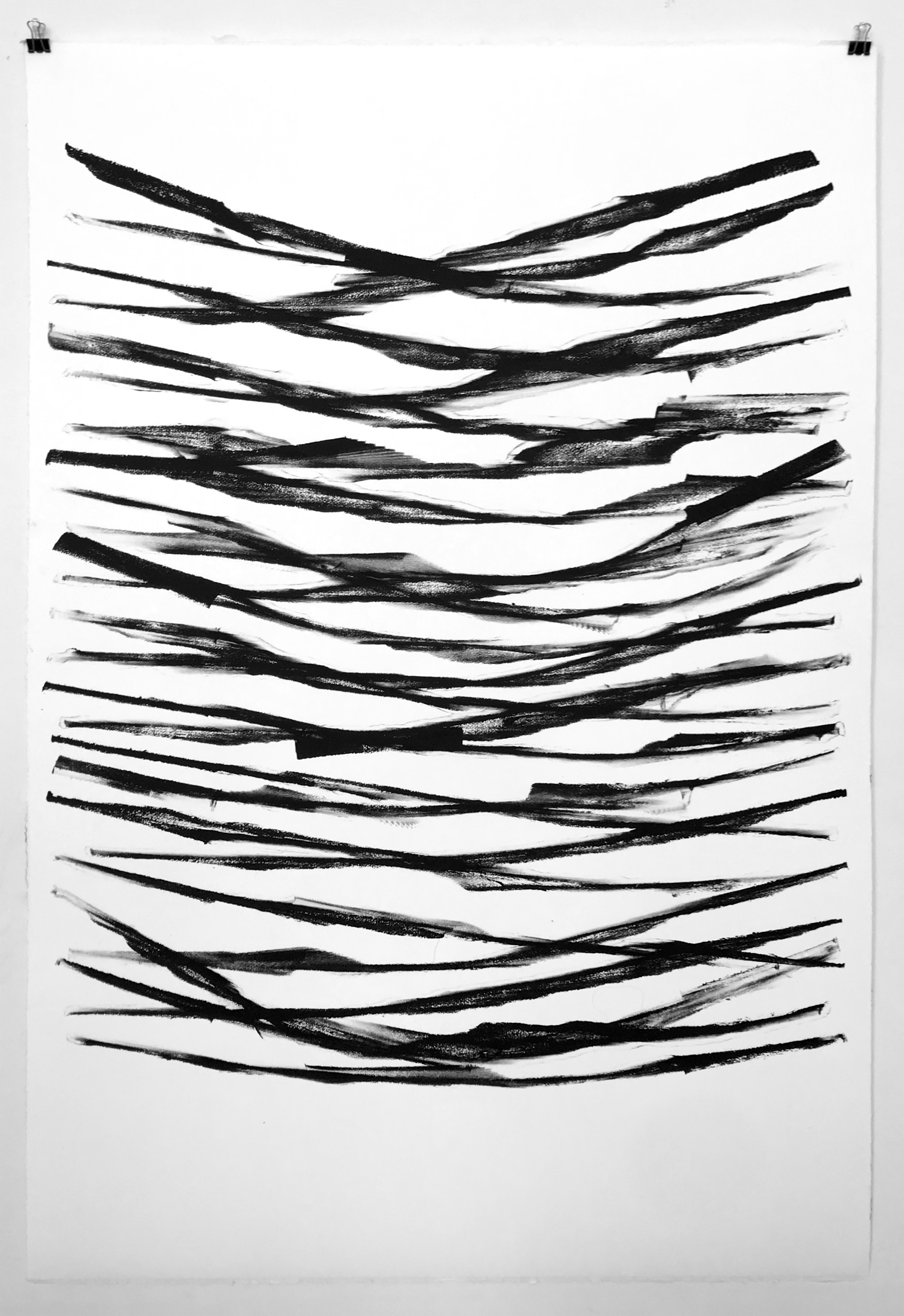  Slash Marks, 2019, Litho ink on paper, 44 x 30 inches (unframed) 