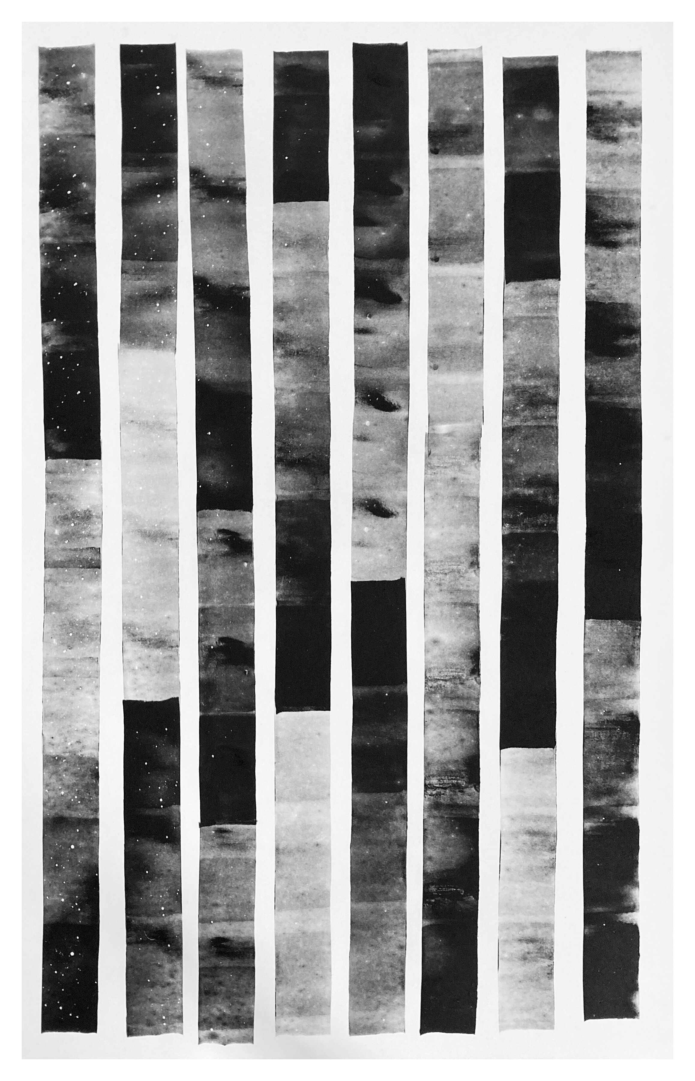  Eight Lines, 2021, Litho ink on paper, 25 x 19 inches 