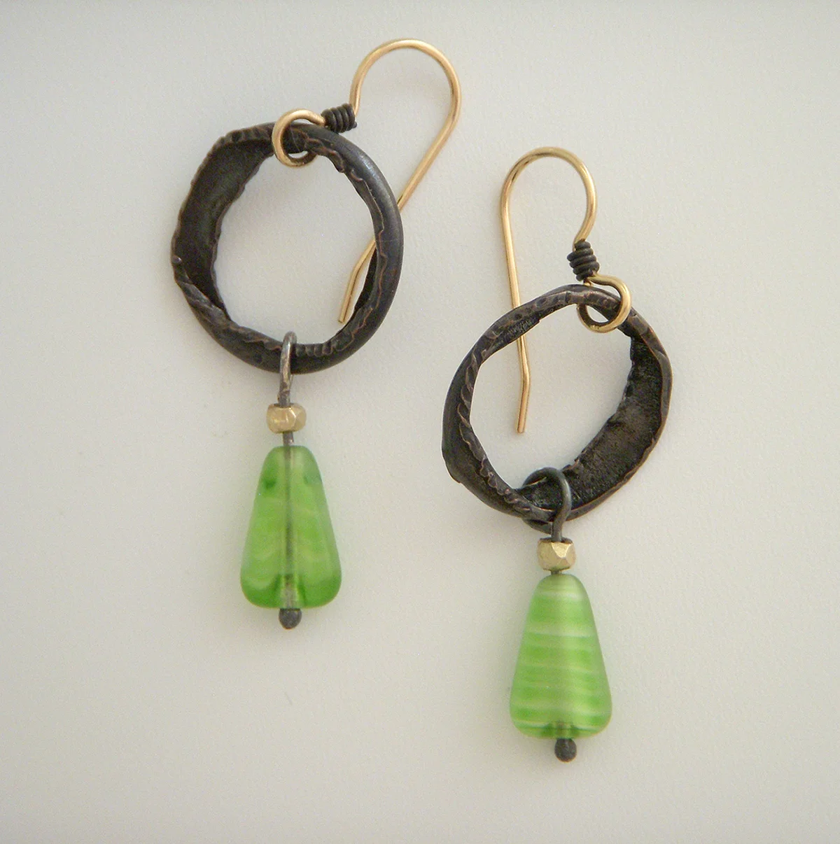 Crushed Copper Circles with Vintage glass beads