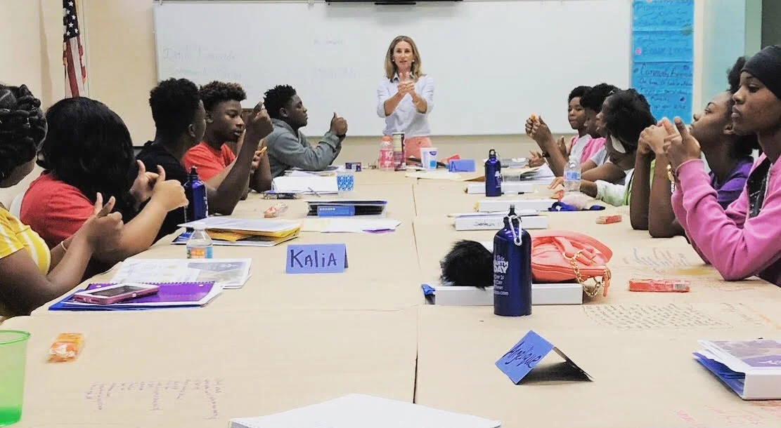 Teaching portion sizes and label reading at Enoch Davis Center, St. Petersburg.