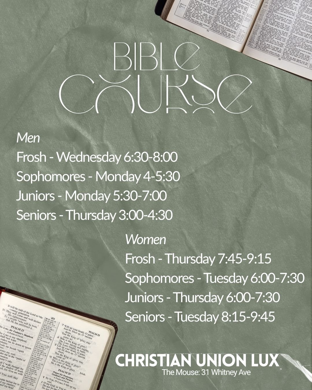 Course Scripture Bible Course — Christian Union LUX