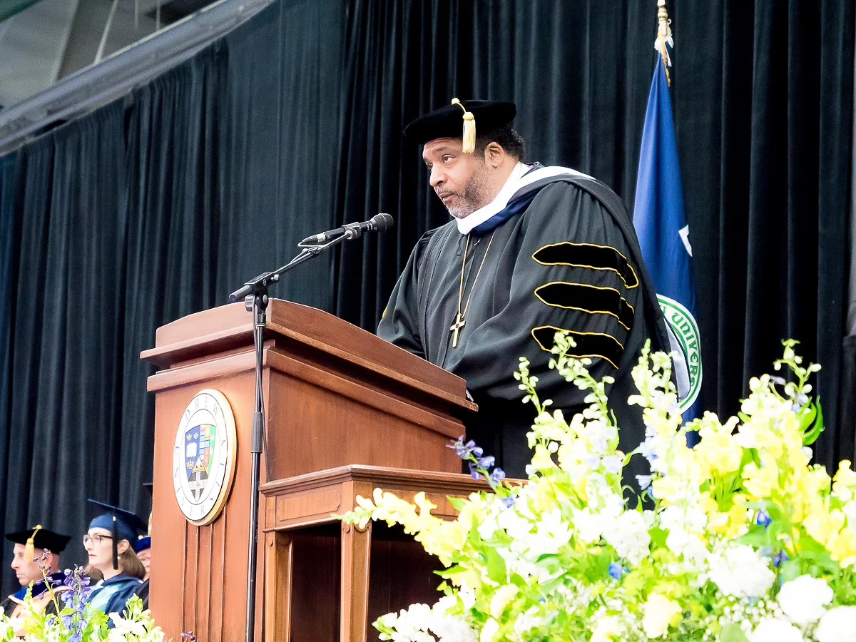 The Rev. Dr. William J. Barber II keynotes Drew University commencement May 2017.