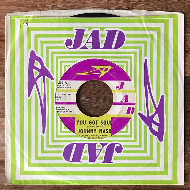You Got Soul by ‪Johnny Nash‬. JAD J-209, US, 1968.
&bull;
&bull;
Picked this up for a few quid at Holt Vinyl Vault - a total gem of a Norfolk record shop. #holtvinylvault
&bull;
&bull;
#JohnnyNash #JADrecords #company45sleeves #vinylonly #45rpm #45a