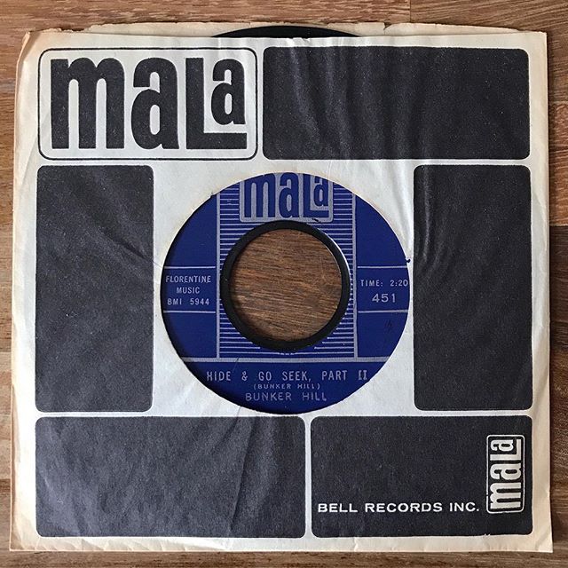 Hide &amp; Go Seek by Bunker Hill. Mala 451, US, 1962.
&bull;
&bull;
More rhythm than blues, Bunker Hill&rsquo;s Hide &amp; Go Seek is a frenetic, beat-driven shouty number, with backing provided by Link Wray and his band. It was a minor hit in the U
