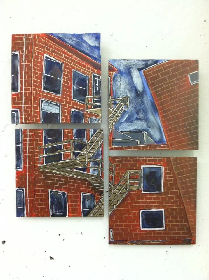 "Parson's Street" 2014 Acrylic paint and Oil based pen on wood