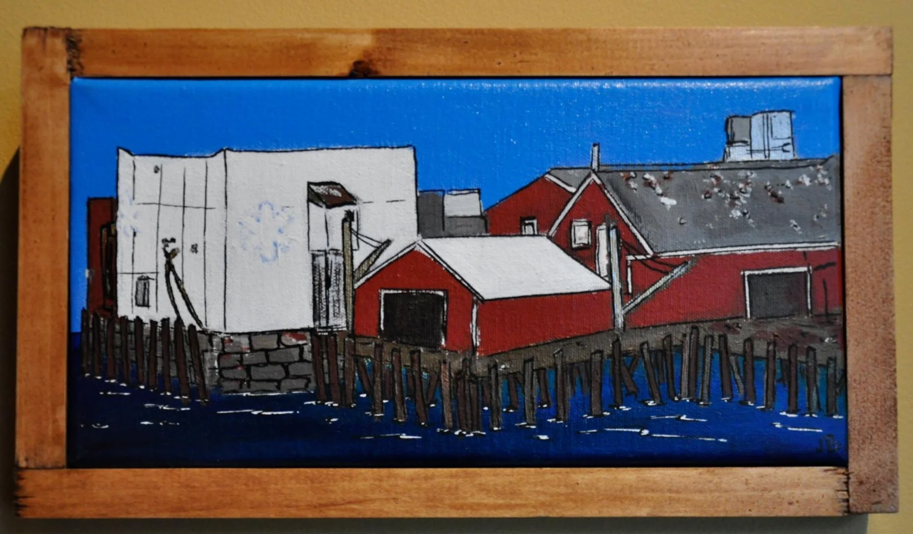"Cape Pond Ice" 2014 4"x 8" Acrylic paint and Oil based pen on canvas