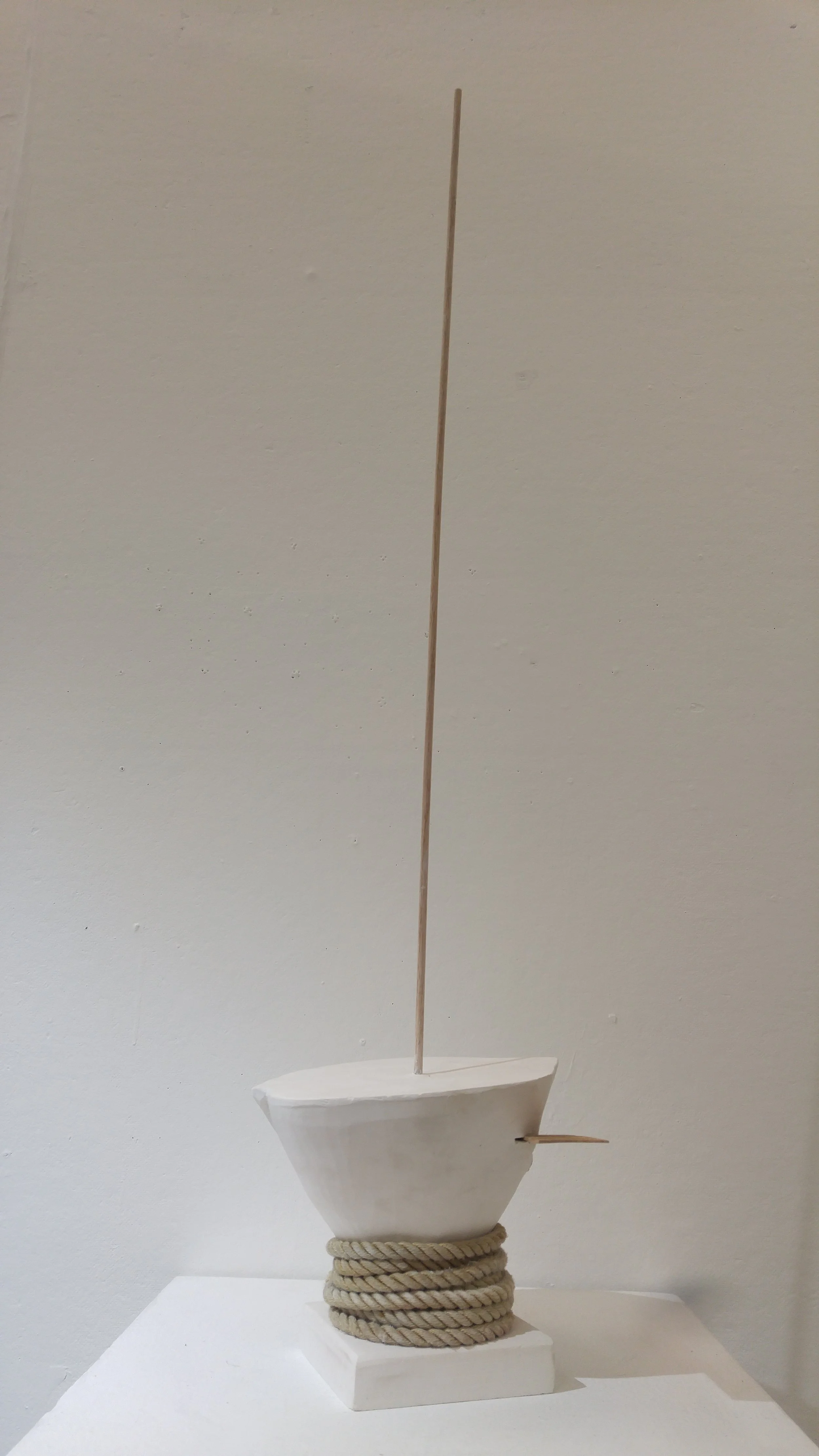 "Boat 1" 2017 Hydrocal, rope, and oak