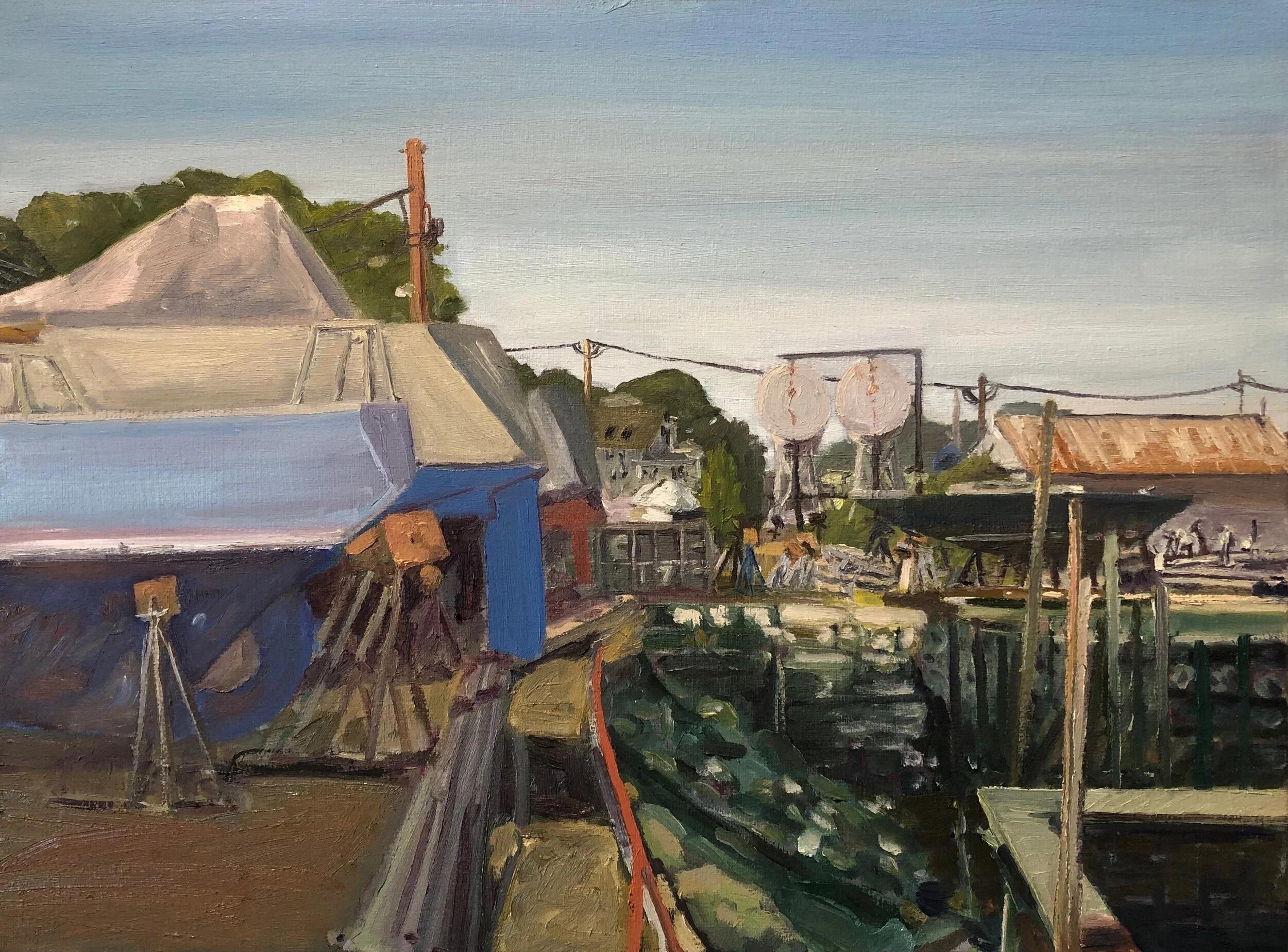 “Dry Docks, Beacon Marine” 2019 18” x 24” Oil on canvas