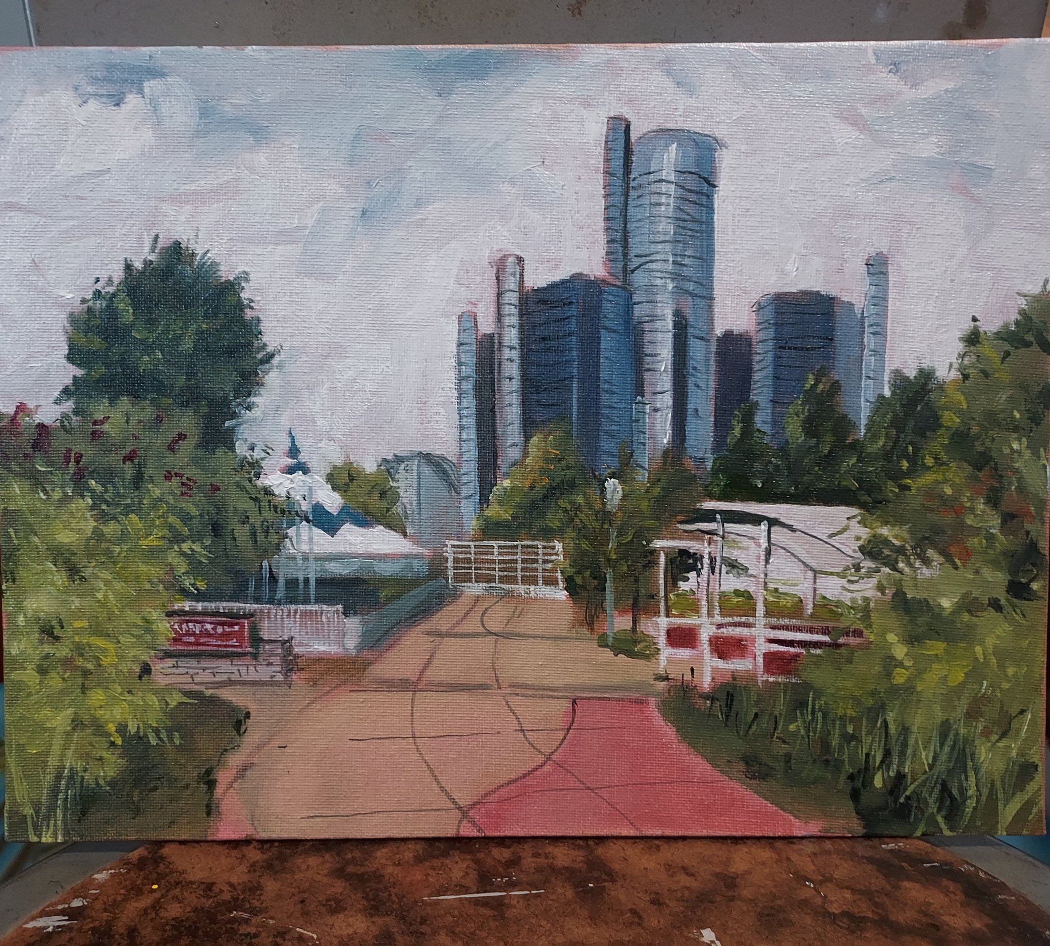 Art in the Valley - Mike's easel, painted plein air on Skyline