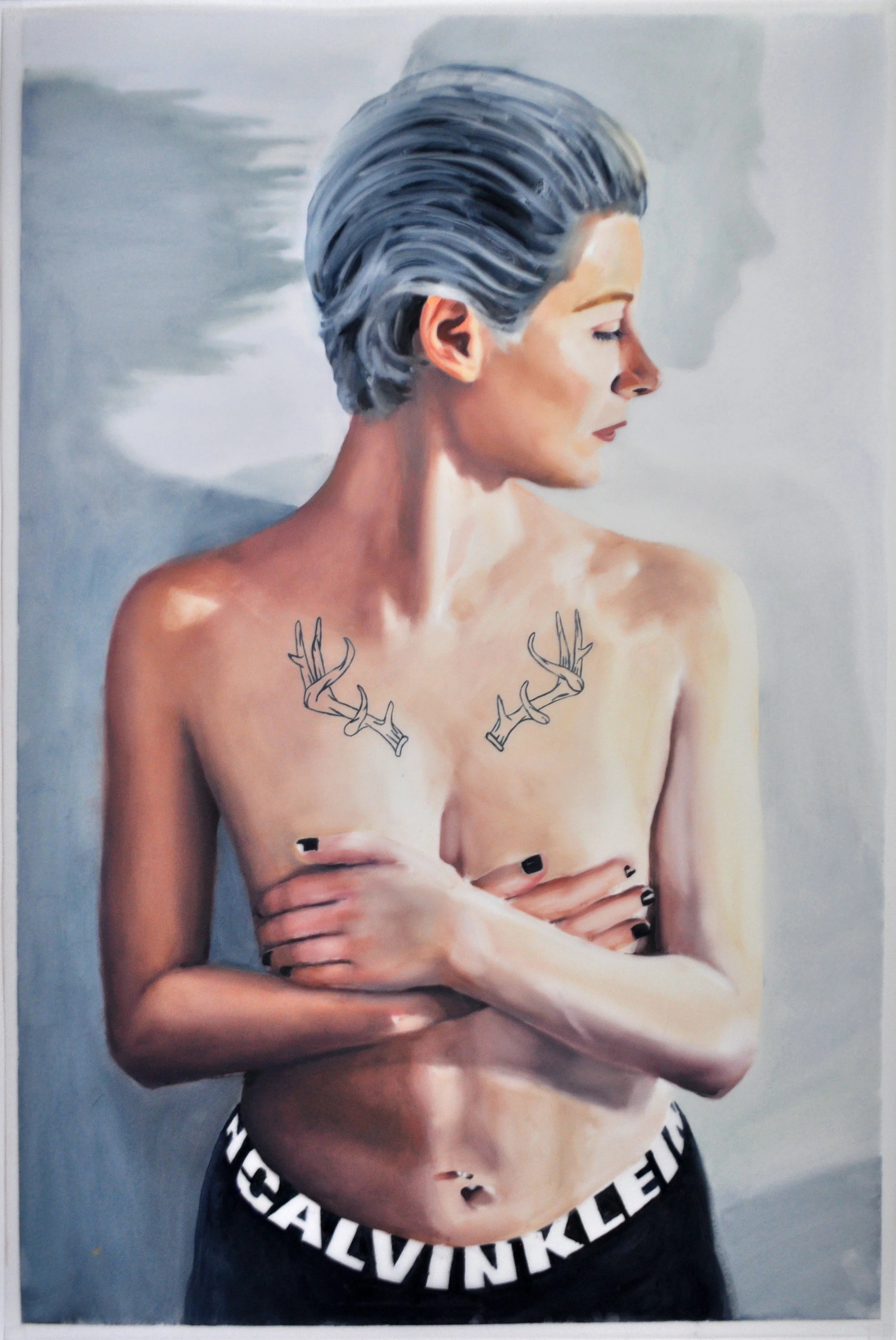Rebecca , 2014, Oil on mylar, 28.5 x19 inches