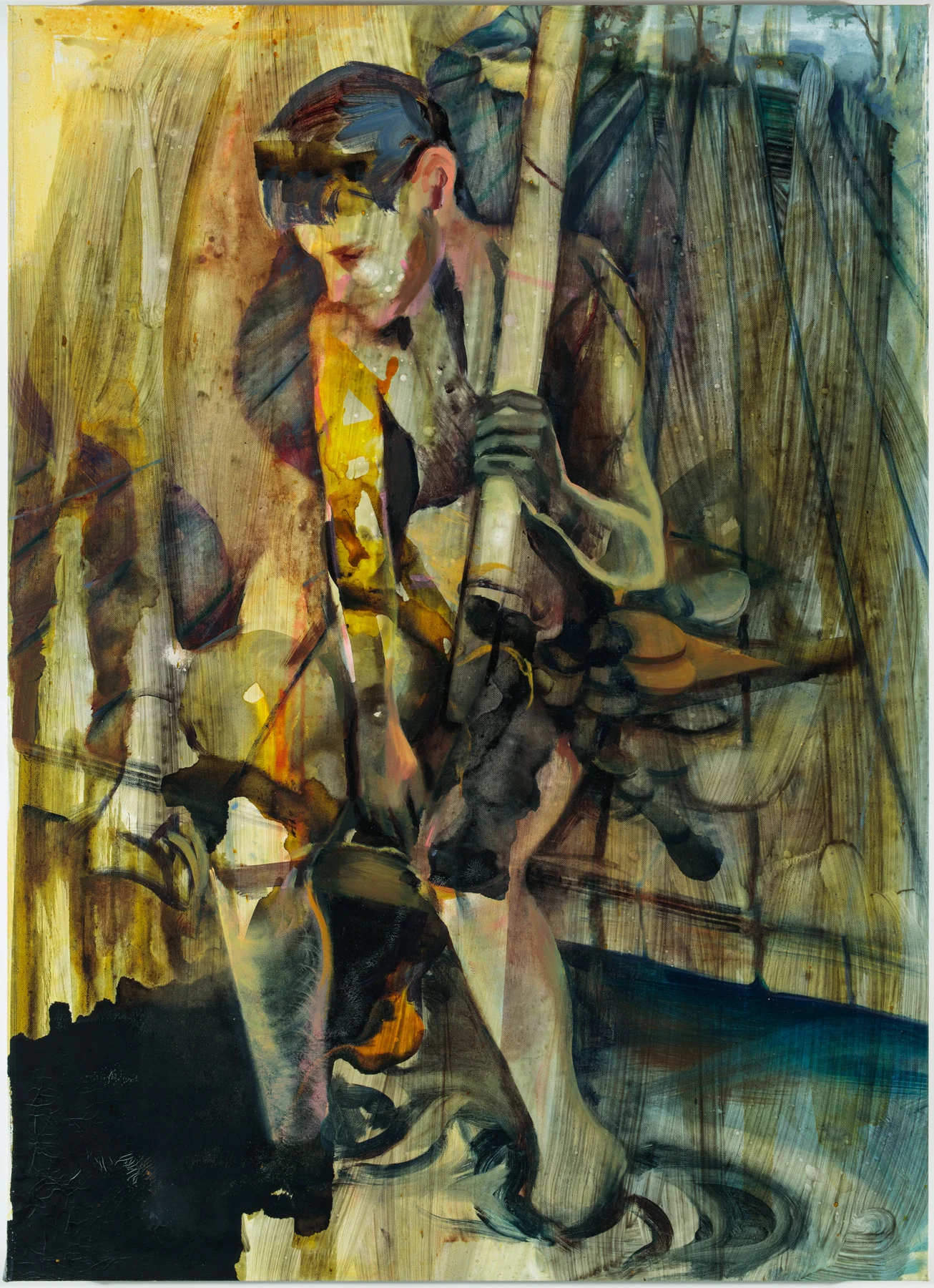 Color Guard, 2017, Ink and oil on canvas, 26 x 36 inches $2000