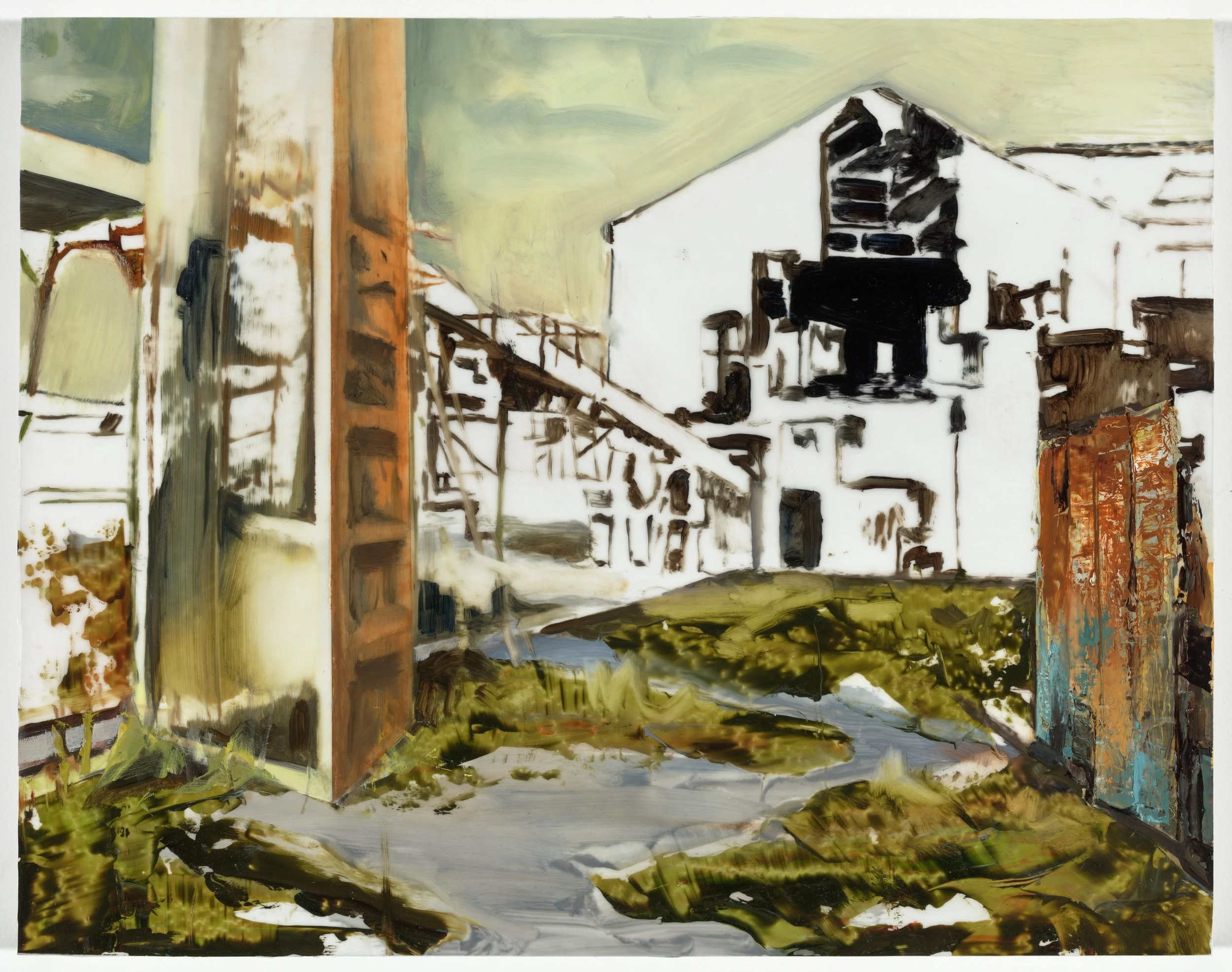   Silo , 2019, Oil on mylar mounted to panel, 11 x 14 inches  