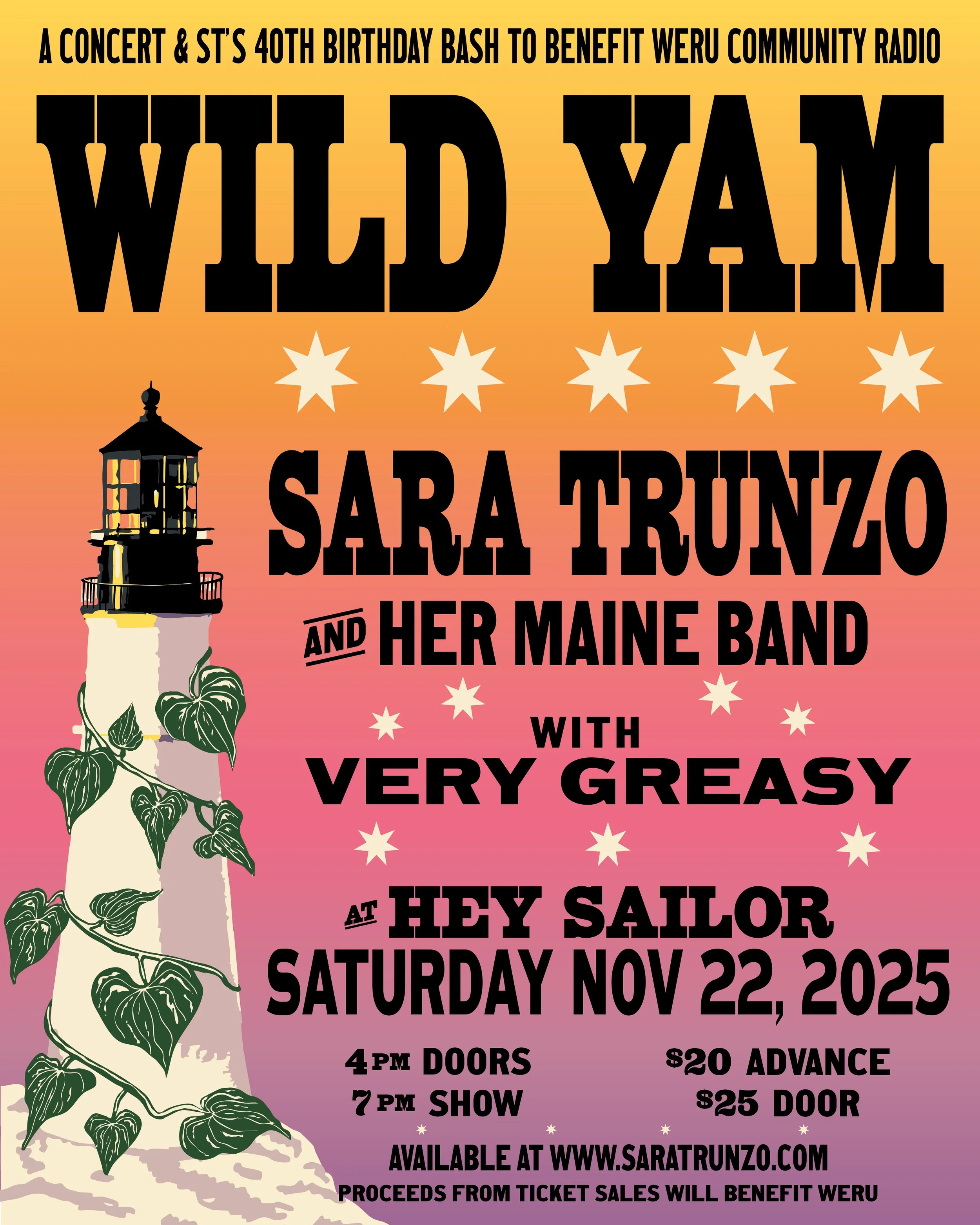 Wild Yam -- a benefit for weru community radio & St's 40th bday