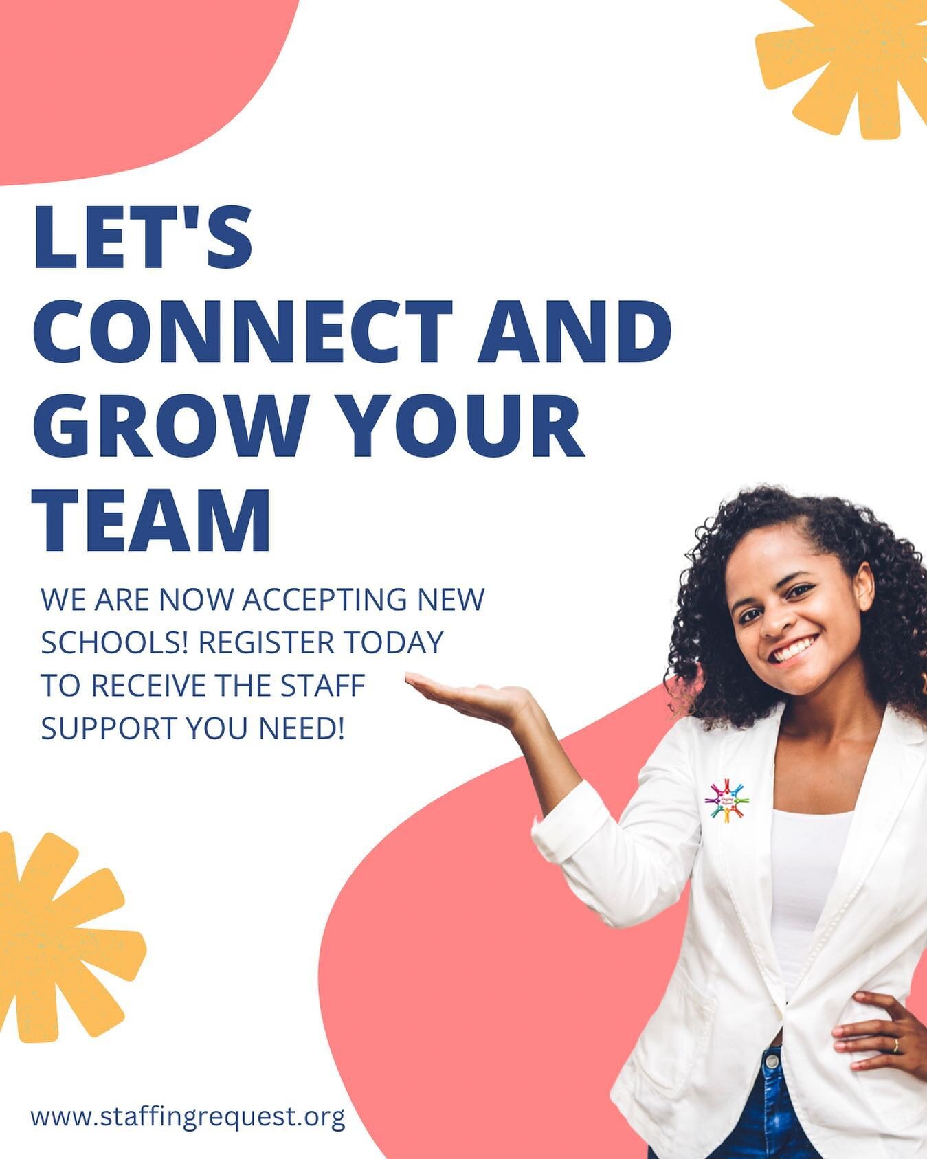 There is VALUE in outsourcing! Recruiting quality teachers SHOULD NOT be done alone. With our support, your team will grow and your students will reap stability and consistency.
_
Let Staffing Request help you maintain reliable teachers in the classr