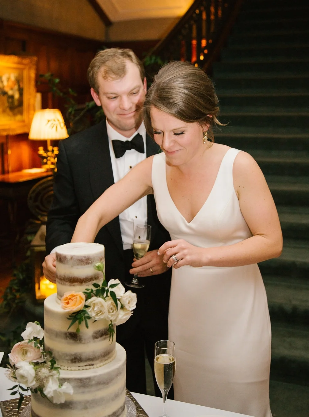 Rachel Slauer Atlanta Wedding Planning Callanwolde Naked Cake Cutting Staircase.jpg