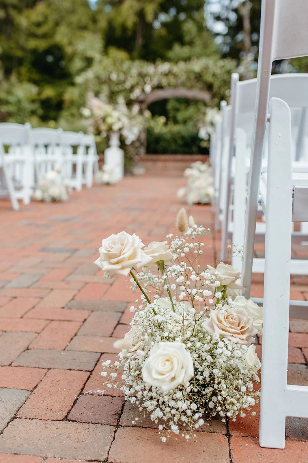 Ceremony Ground Aisle Arrangement Marker Barn of Chapel Hill Raleigh Wedding Planner NC Slauer Events and Design.jpg