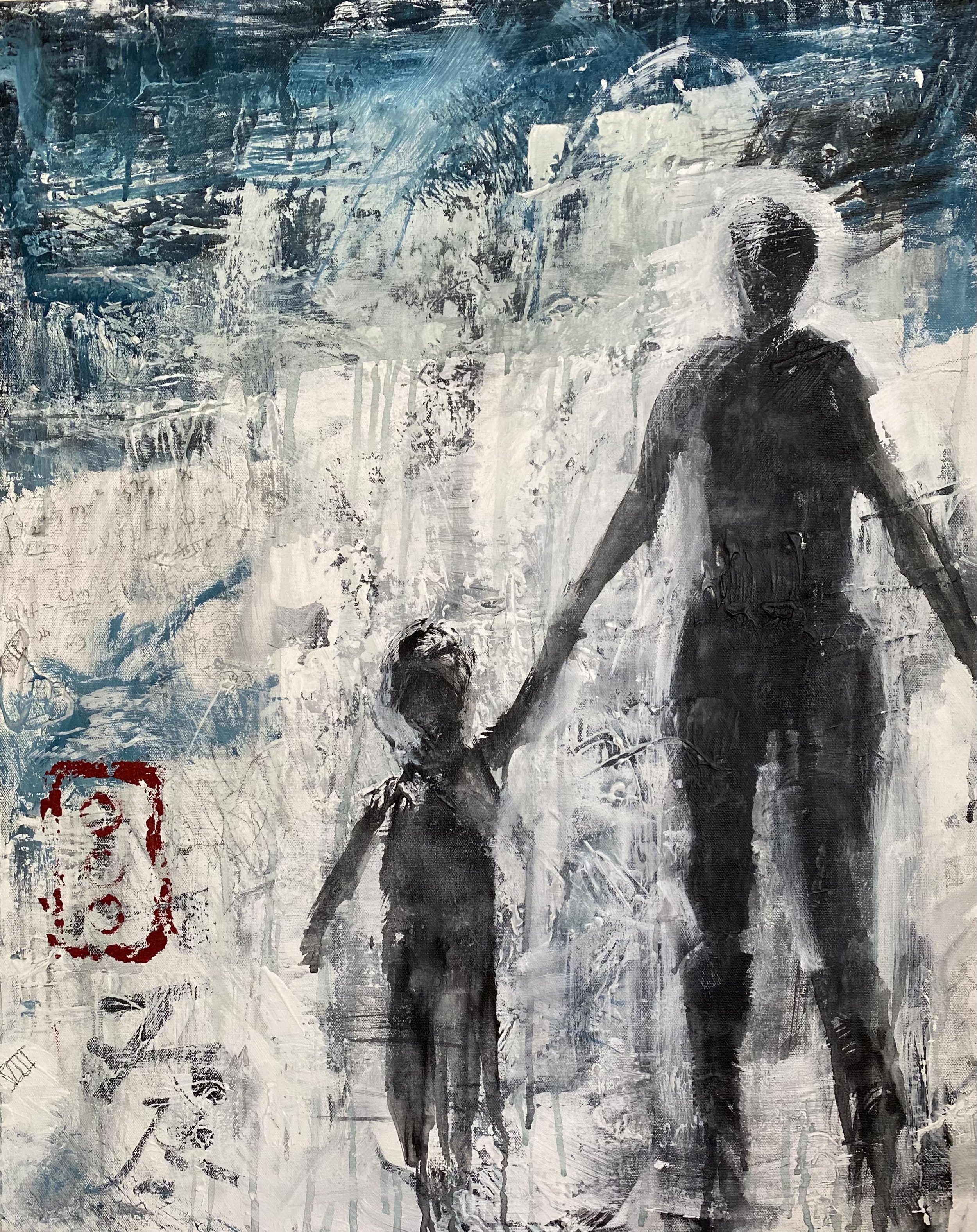 Mother and Child, 30" by 24", Acrylic on canvas