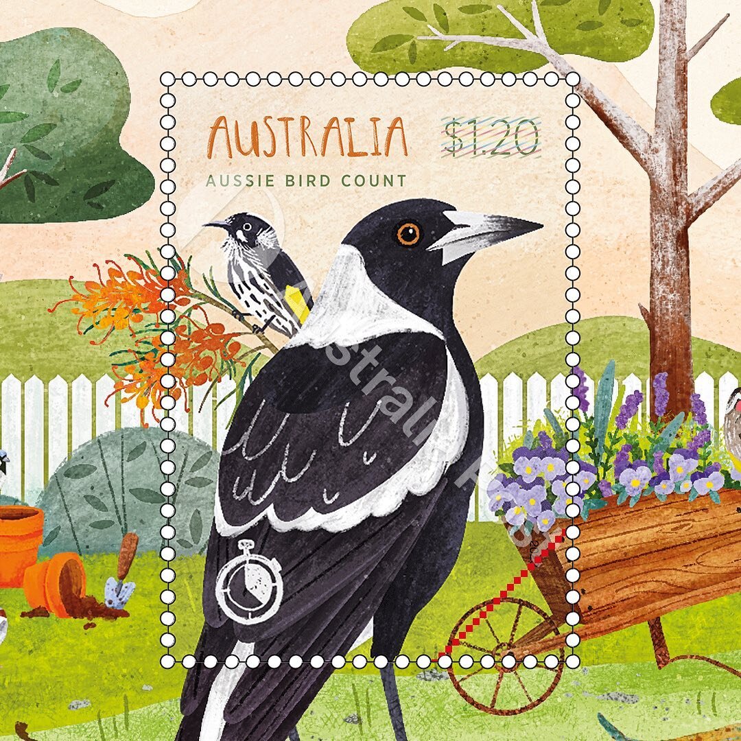 🎨🦜 Absolutely honoured to have illustrated @auspost commemorative stamp issue for the 10th anniversary of BirdLife Australia&rsquo;s Aussie Bird Count! 🦉🎉

For someone whose passion and work revolves around Australian wildlife, especially our fea