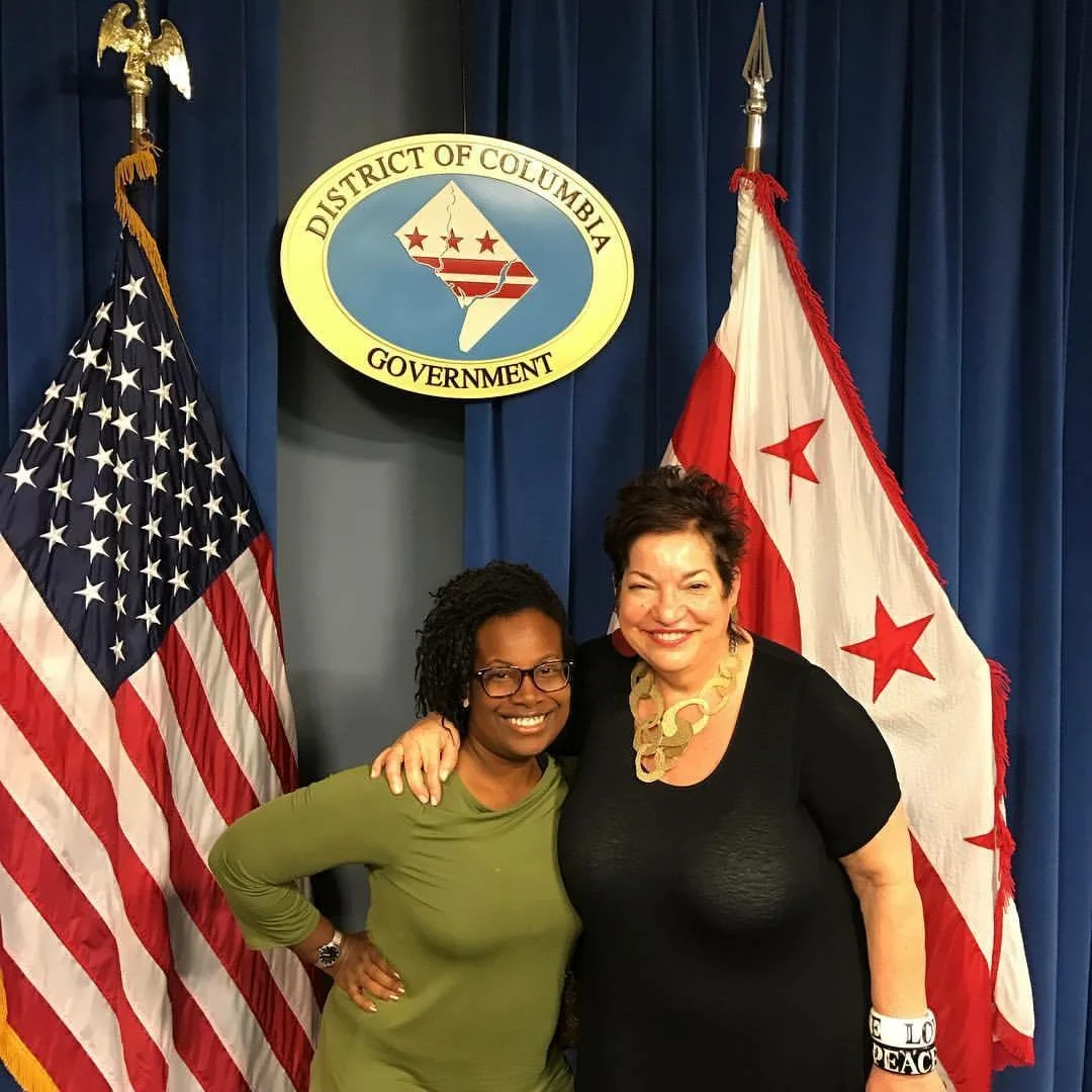 Krystin Wills pictured with Patti Russo, Executive Director of Women's Campaign School at Yale in Mayor Muriel Bowser's Press Room.