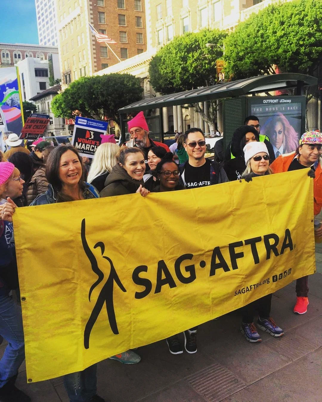 Krystin Wills, SAG-AFTRA Member with fellow members at Women's March, Los Angeles.