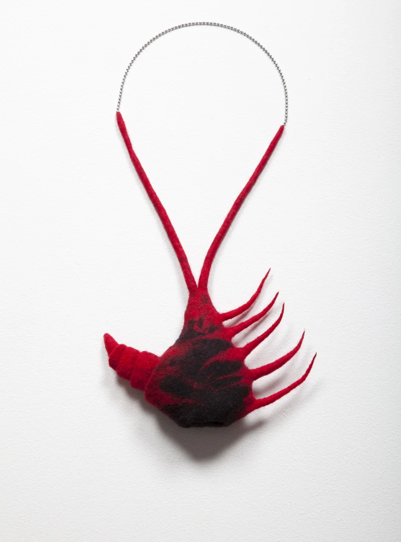 Mescalator (2012). Handfelted merino wool and stainless steel chain