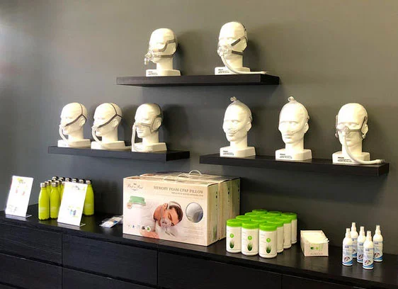 CPAP products are displayed in store for patient to view and experience.