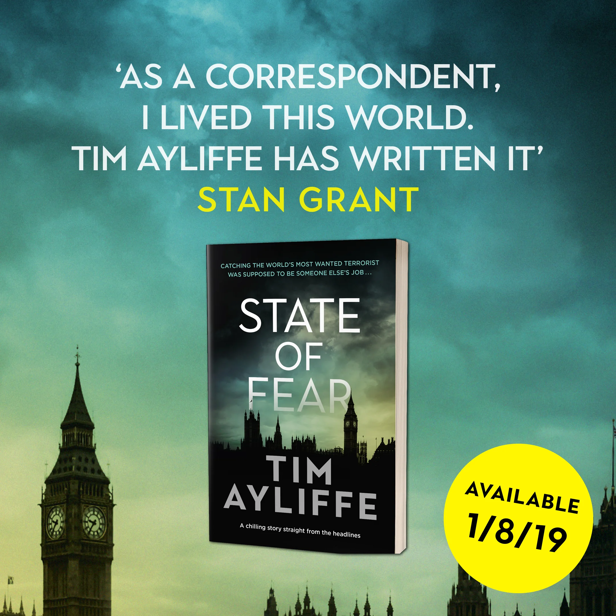 Cover Reveal for Tim Ayliffe's 'State of Fear'