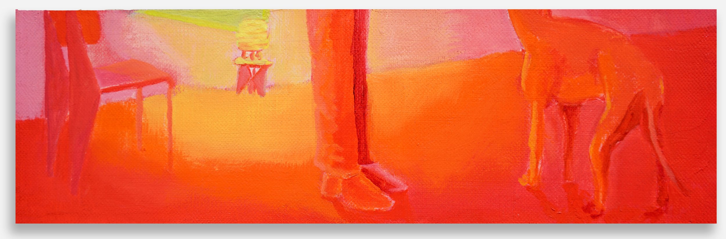 Over and over he gets to ask, and I get to tell. 3 1/2 x 11 3/4 in. 9 x 30 cm oil on linen 2023
