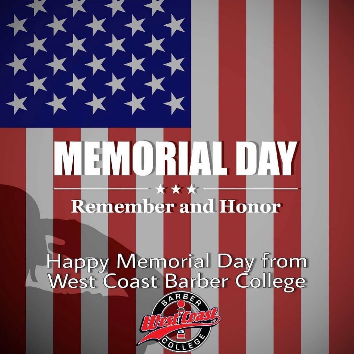 HAPPY MEMORIAL DAY. Thank you to the incredible servicemen and women that sacrifice their time and lives to keep us safe. #westcoastbarbercollege #barbercollege #barberschool #oceanside #barbershop #barber #barberlife #barberswag #barbering #barberlo