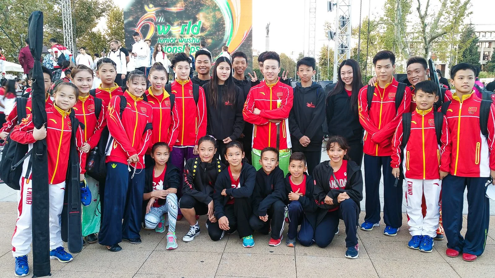 Teams Canada and China at the 6th World Junior Wushu Championships, 2016.