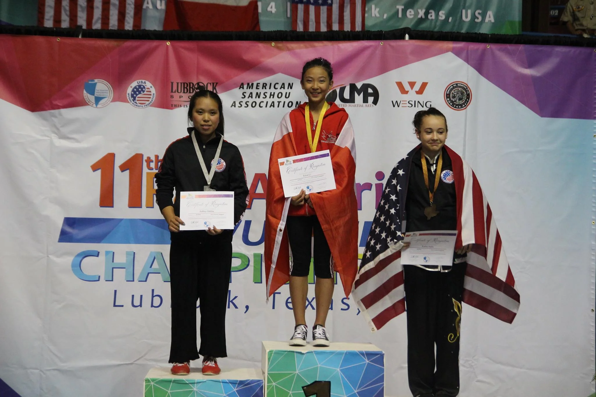 Teams Canada and Hong Kong at the 6th World Junior Wushu Championships, 2016.