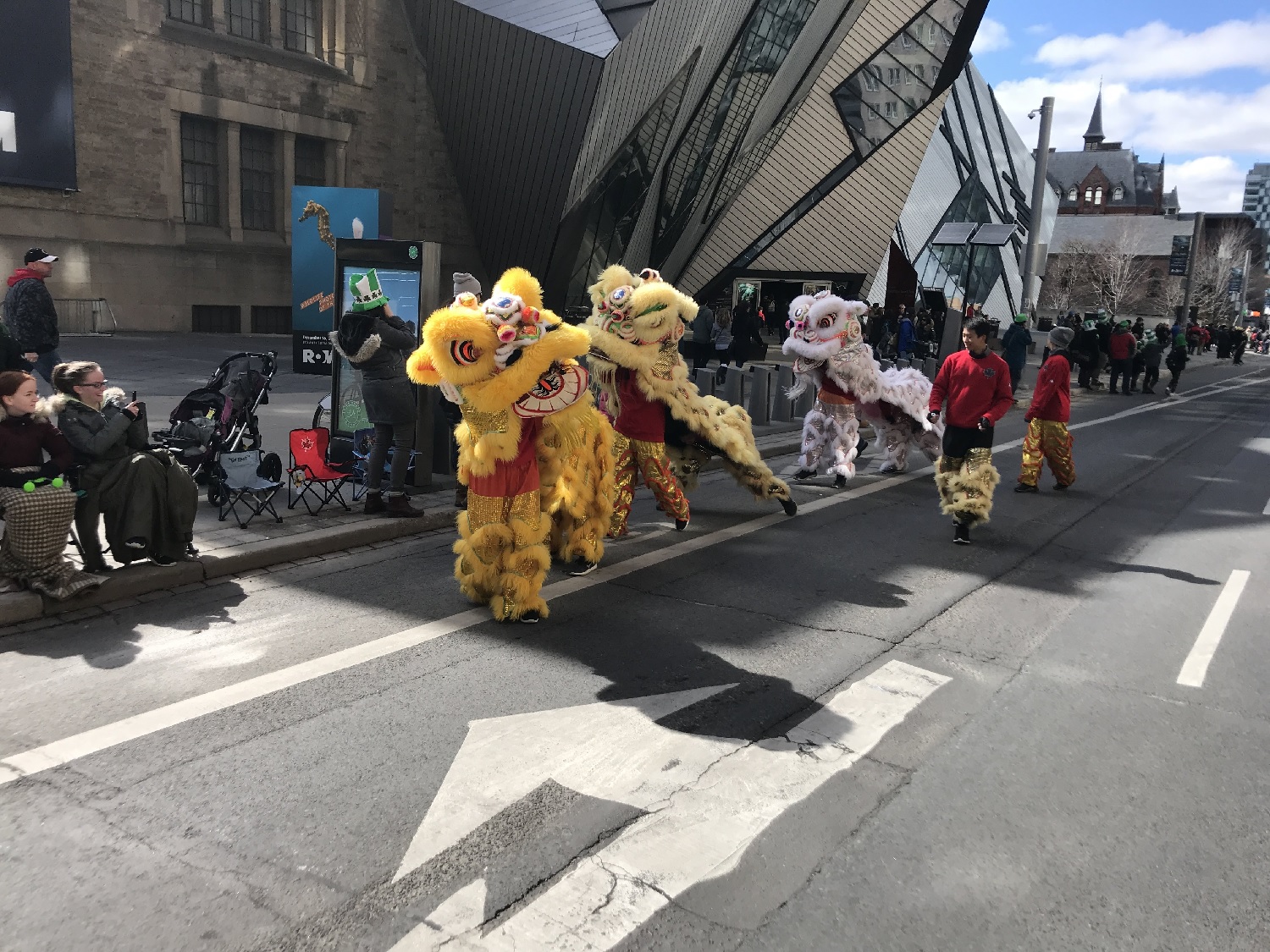 Lions dancing downtown