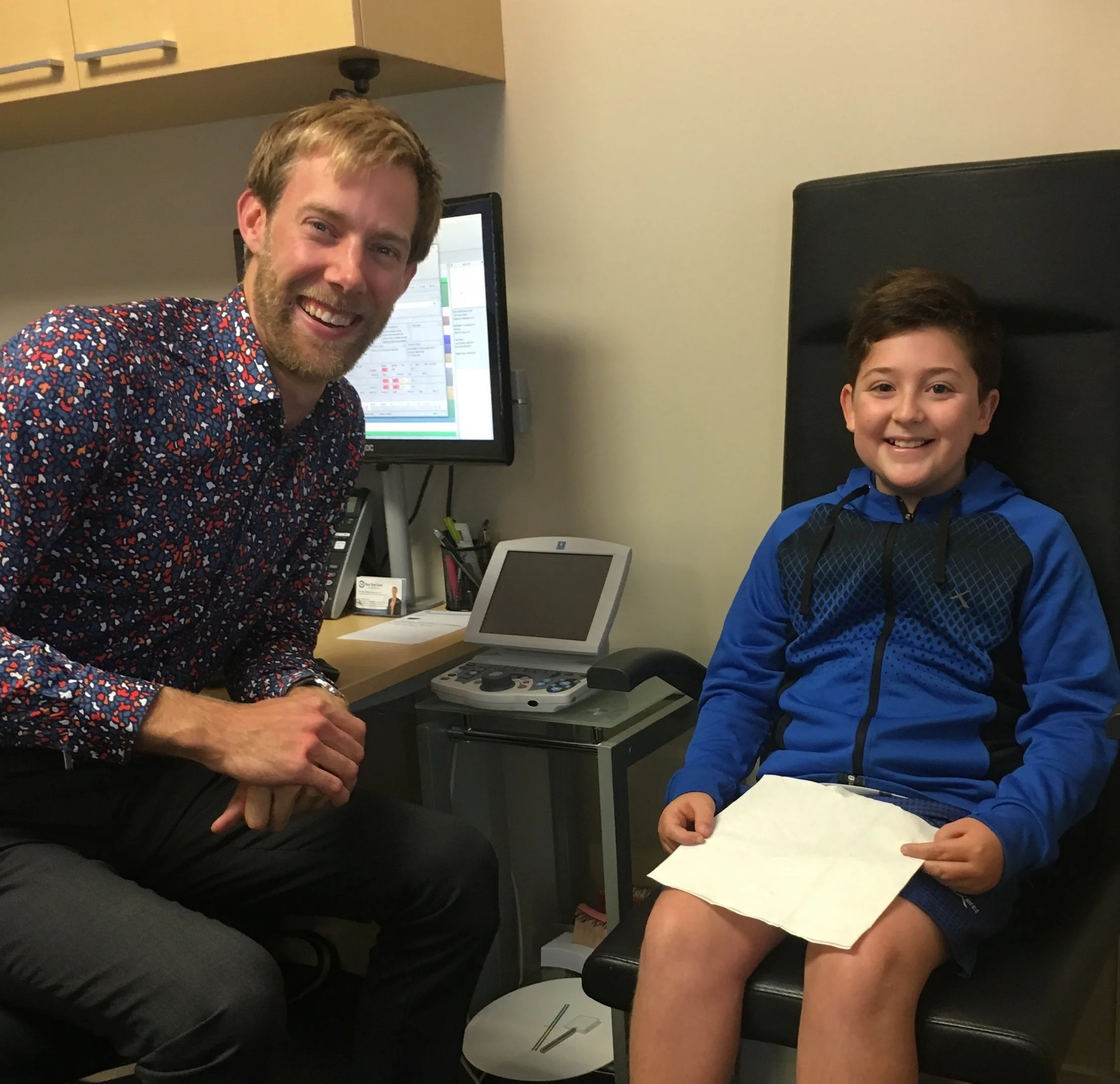 David very pleased to be seeing clearly the first time wearing his Ortho-K contact lenses!
