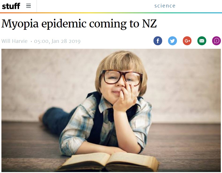 Stuff.co.nz article on myopia featuring Bay Eye Care optometrist Mr Alex Petty